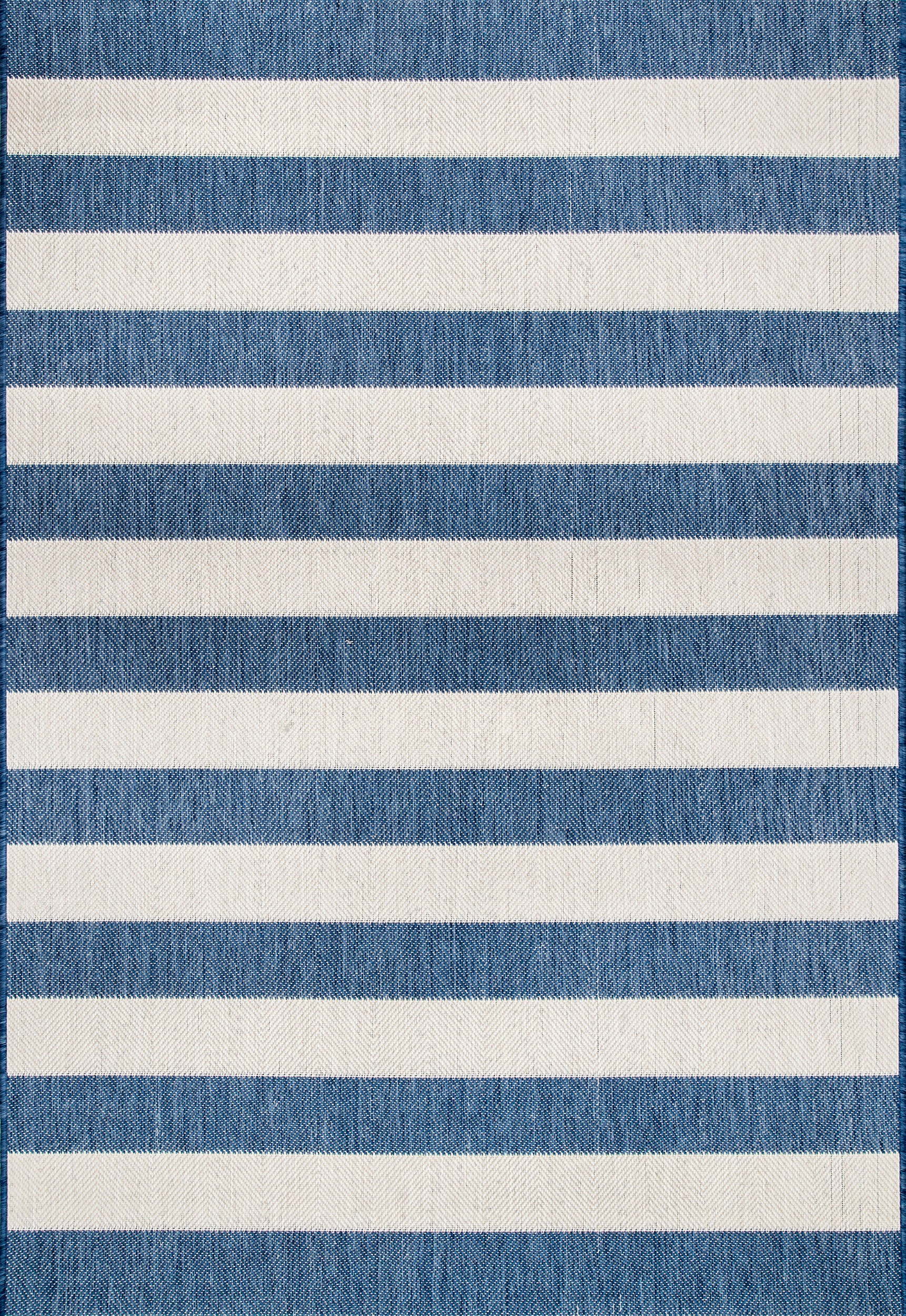 Chevron Stripes Indoor/Outdoor Area Rug - Blue & White Geometric Pattern Non-Slip Floor Mat for Living Room, Bedroom, Patio & Deck