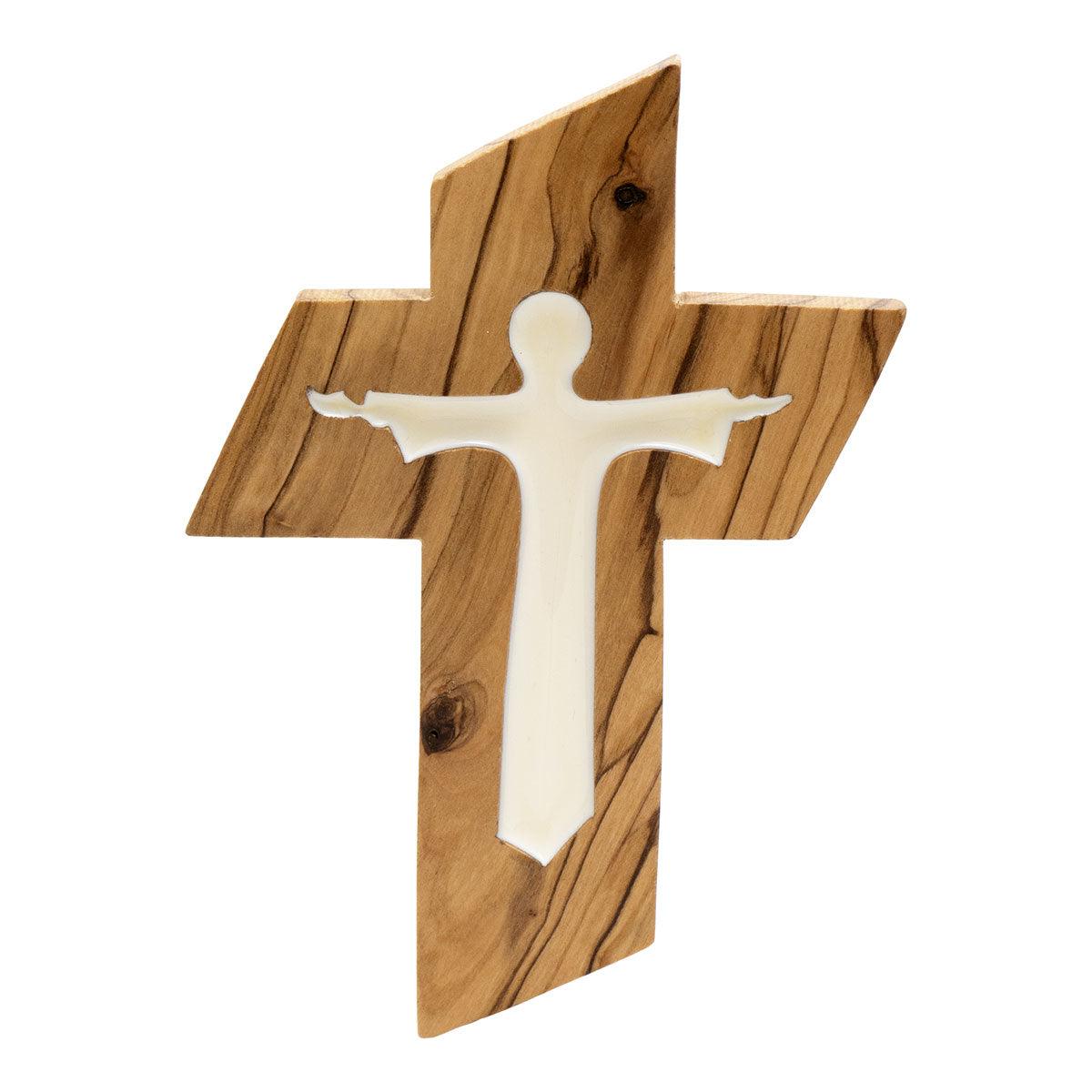 Authentic Olive Wood Wall Cross from Holy Land - 5 Inch Handcrafted Religious Decor for Home, Church & Prayer Spaces