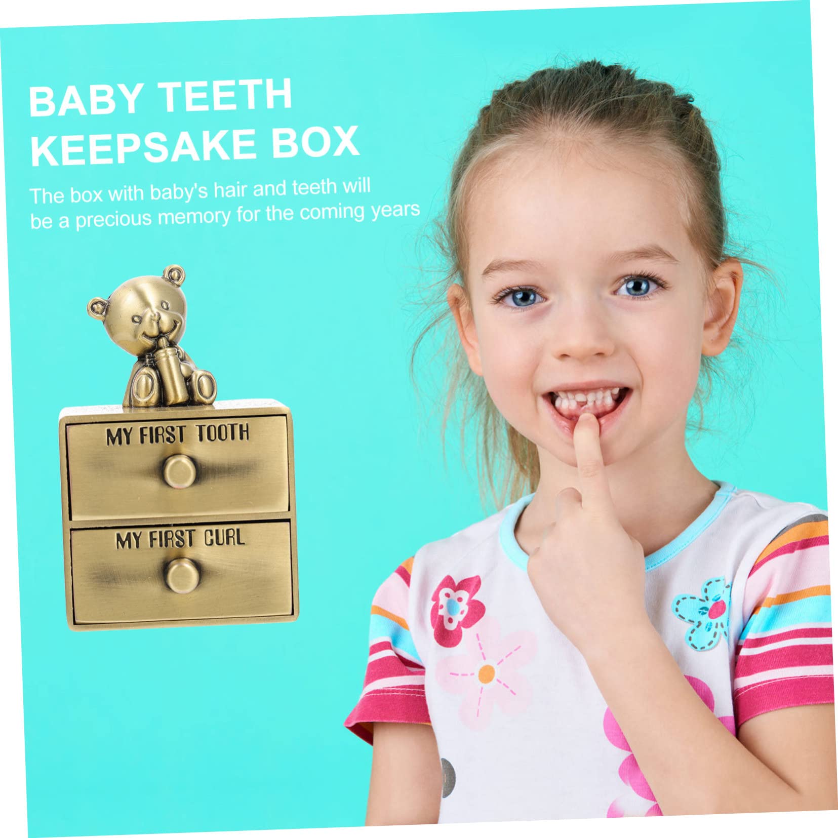 Toyvian 5-Piece Baby Tooth Keepsake Box Set - Zinc Alloy Storage Case for Boys & Girls' Deciduous Teeth - 2 Compartments Organizer - Perfect for Baptisms, Christmas, Birthdays & First Tooth Milestones