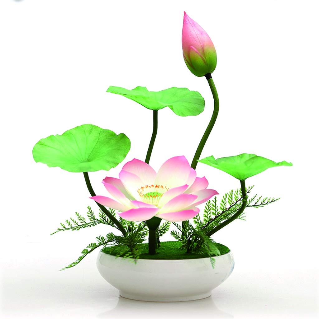ZLASS Artificial Lotus Flower Bonsai - Realistic Silk Office Decor for Living Room, Home & Wedding Centerpiece | Perfect for Tabletop, Shelf Display & Feng Shui Arrangements