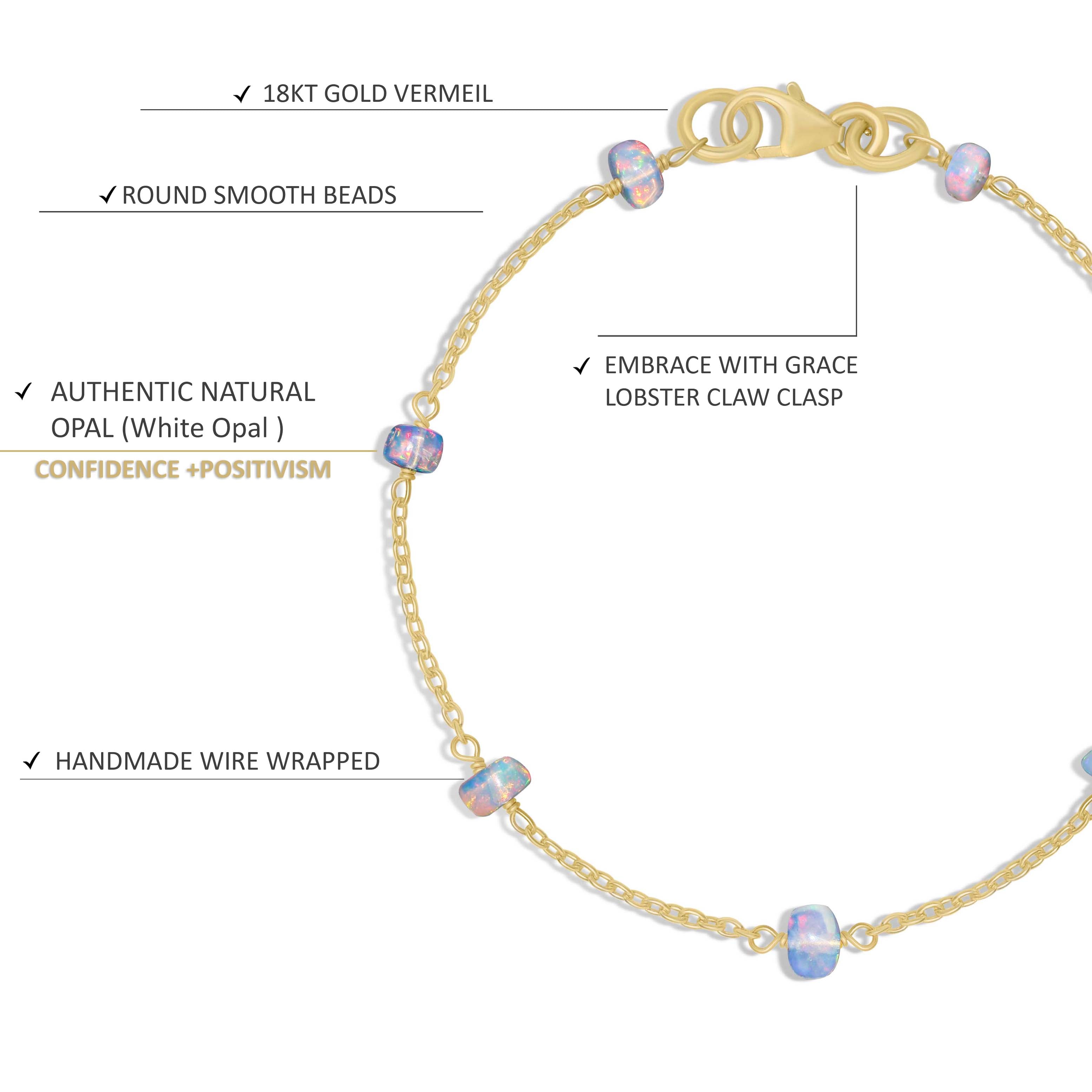 6-8 Inch Pearly White Opal Smooth Bead Chain Bracelet for Women - Elegant Jewelry Gift for Wedding, Party & Everyday Wear