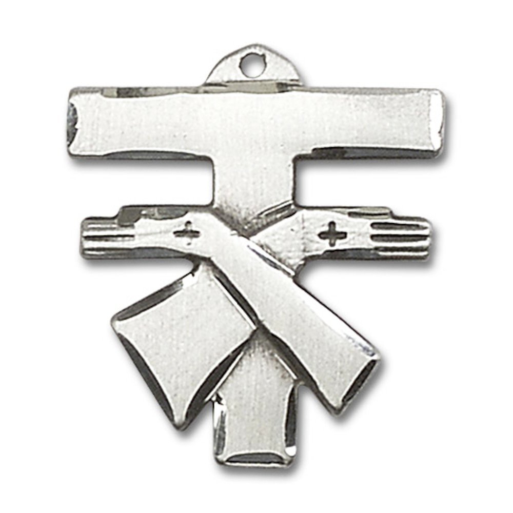 Sterling Silver Franciscan Cross Pendant Necklace - 1 3/8
