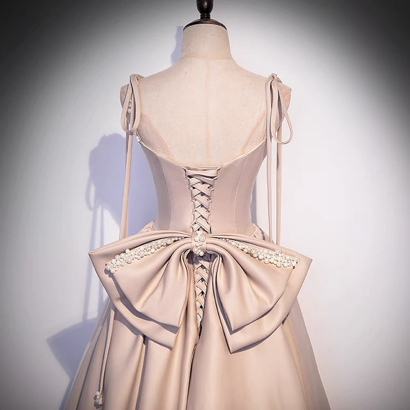 Elegant A-Line Pink Satin Long Prom Dress for Formal Parties & Special Occasions - J3241 | Perfect for Homecoming, Quinceañera & Evening Galas