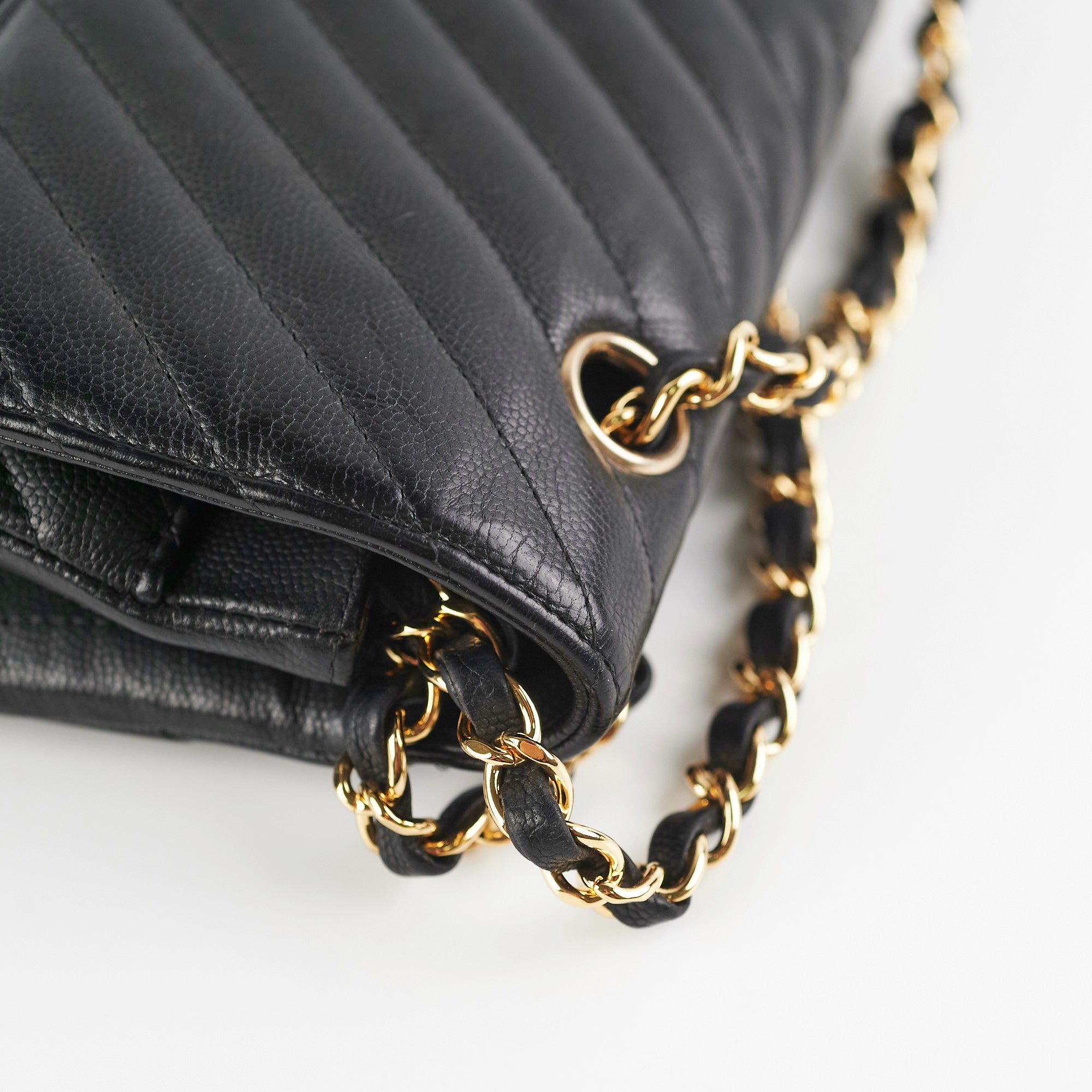 Chanel Chevron Classic Flap Bag Medium/Large Black Leather Handbag for Women - Perfect for Work, Evening Events & Luxury Fashion Accessories