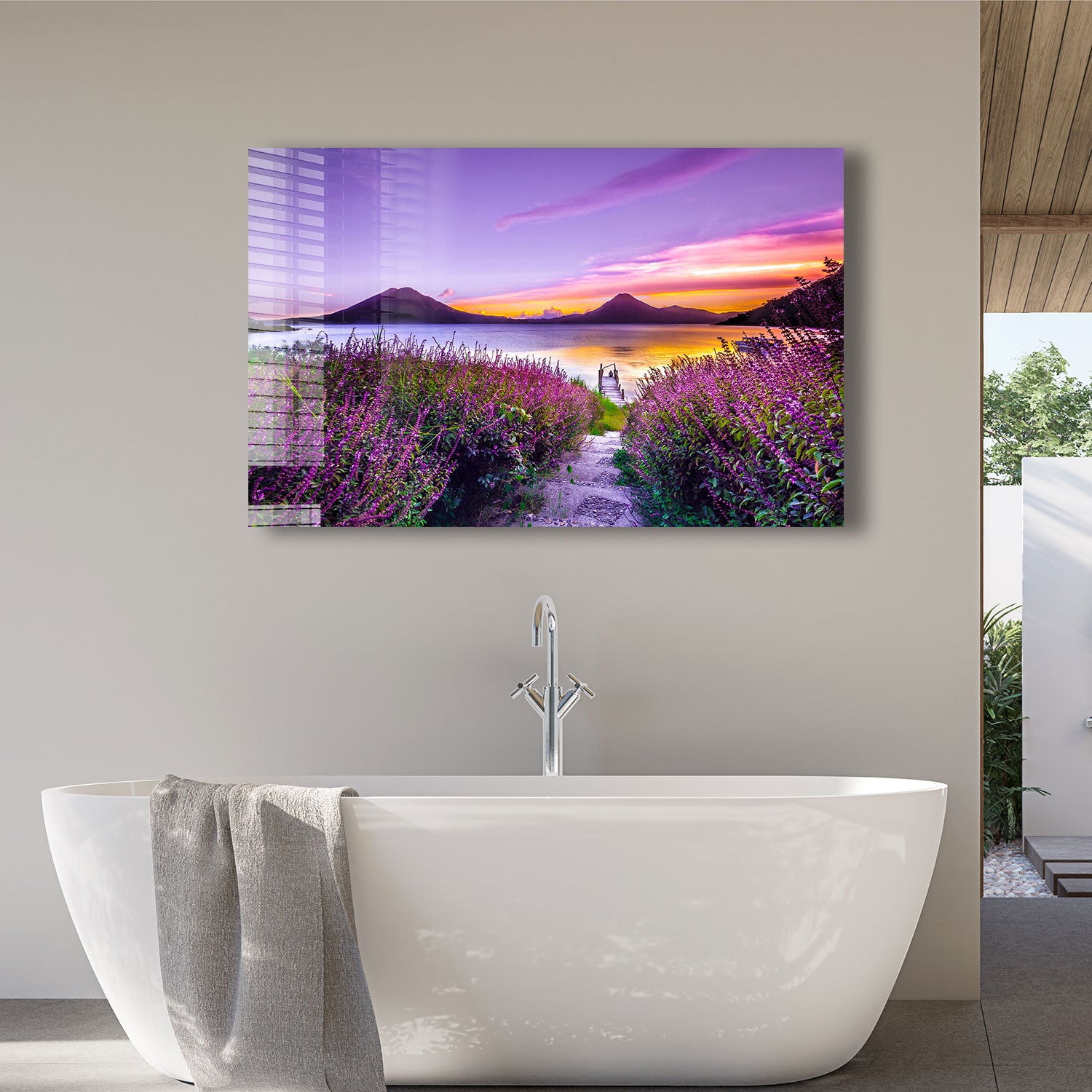 Stunning Purple Sunset Wall Art - Handmade Canvas Painting for Home & Office Decor | Perfect for Living Room, Bedroom, or Gift