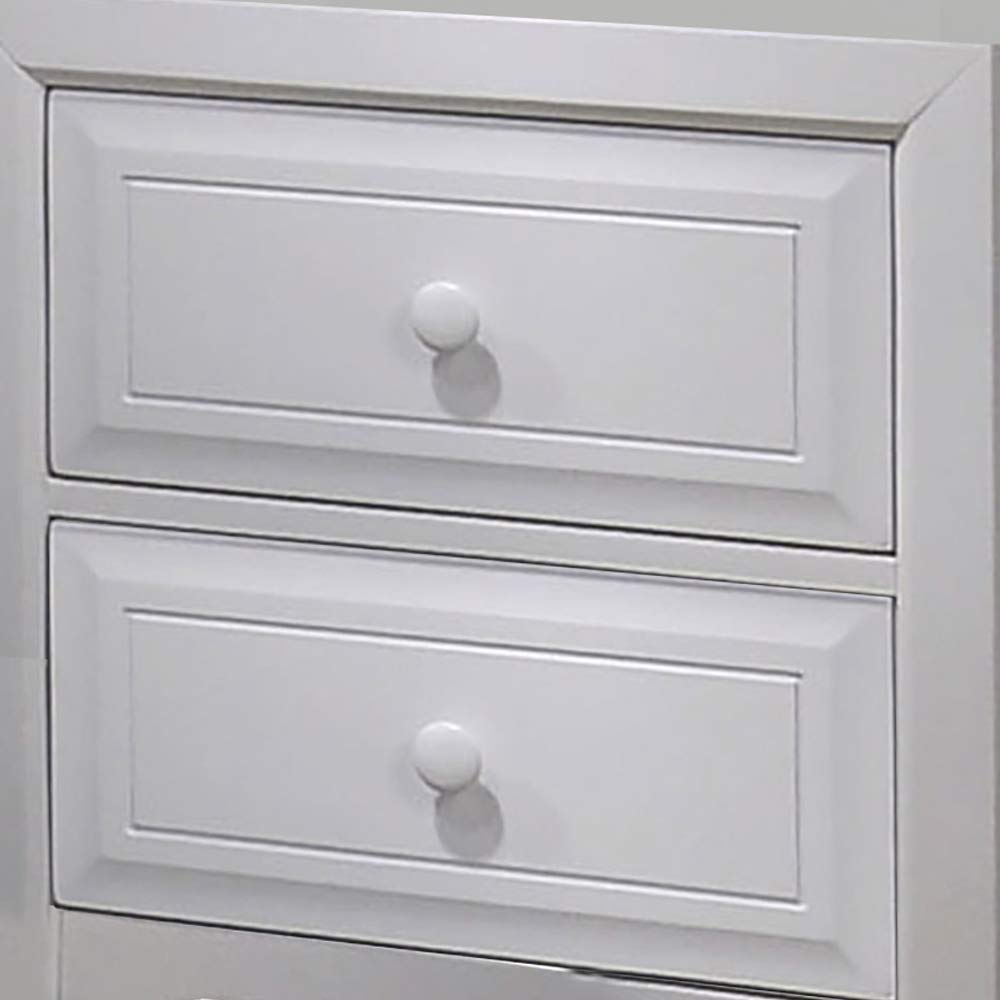 Benjara White Transitional Wood Nightstand with 2 Drawers & Wood Molding - Perfect for Bedroom, Living Room, or Guest Room Furniture