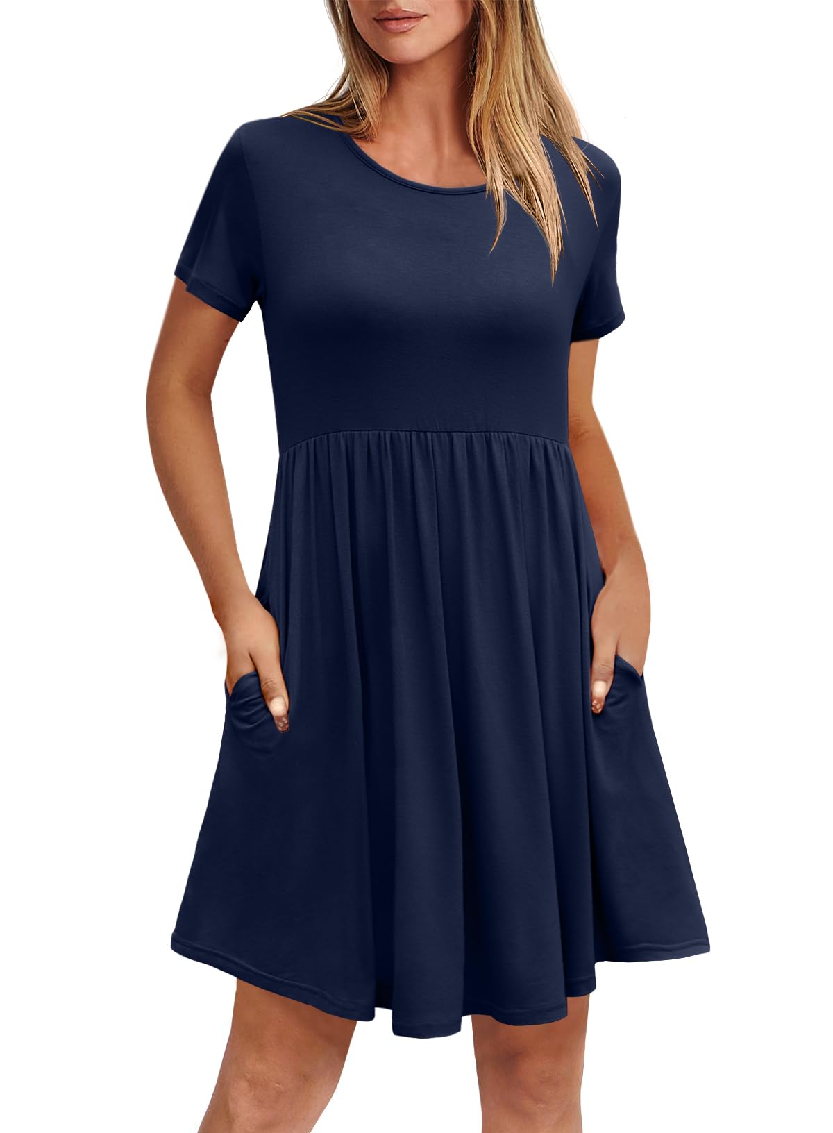 Women's Casual Crew Neck A-Line Summer Dresses - Flowy T-Shirt Dress in Sizes XS to 2XL | Perfect for Beach Outings, Picnics & Everyday Wear