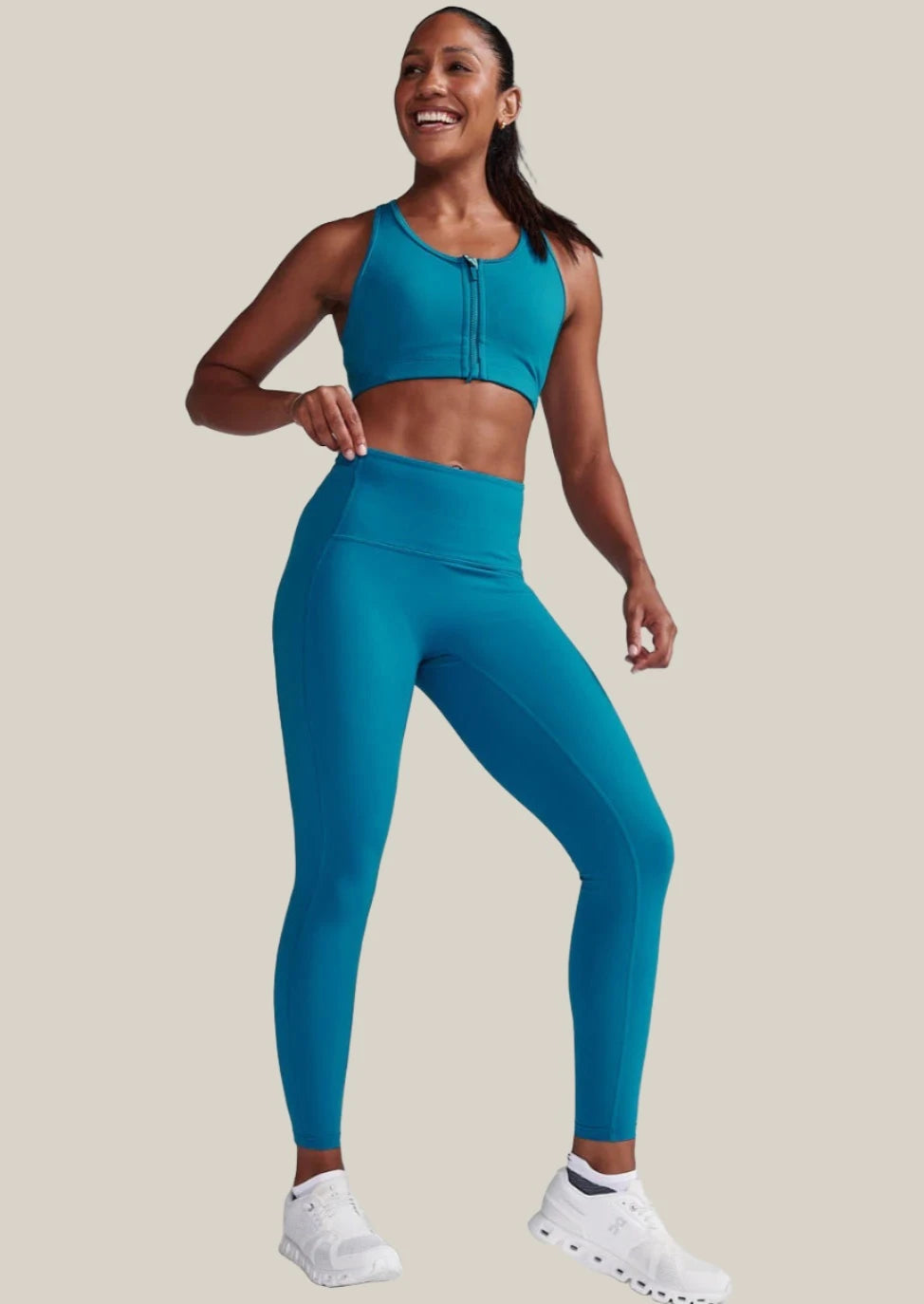 Form Stash Hi Rise Comp Tight 2.0 - High Waisted Compression Leggings for Women, Workout Yoga Running Pants with Pockets, Seaport Blue - Perfect for Gym, Yoga & Everyday Wear
