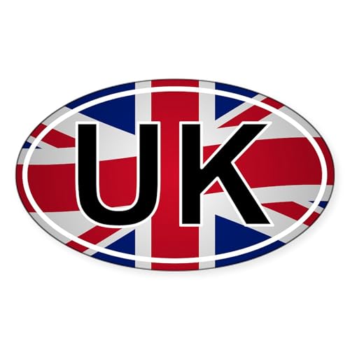 White - United Kingdom Oval Sticker Union Jack Design