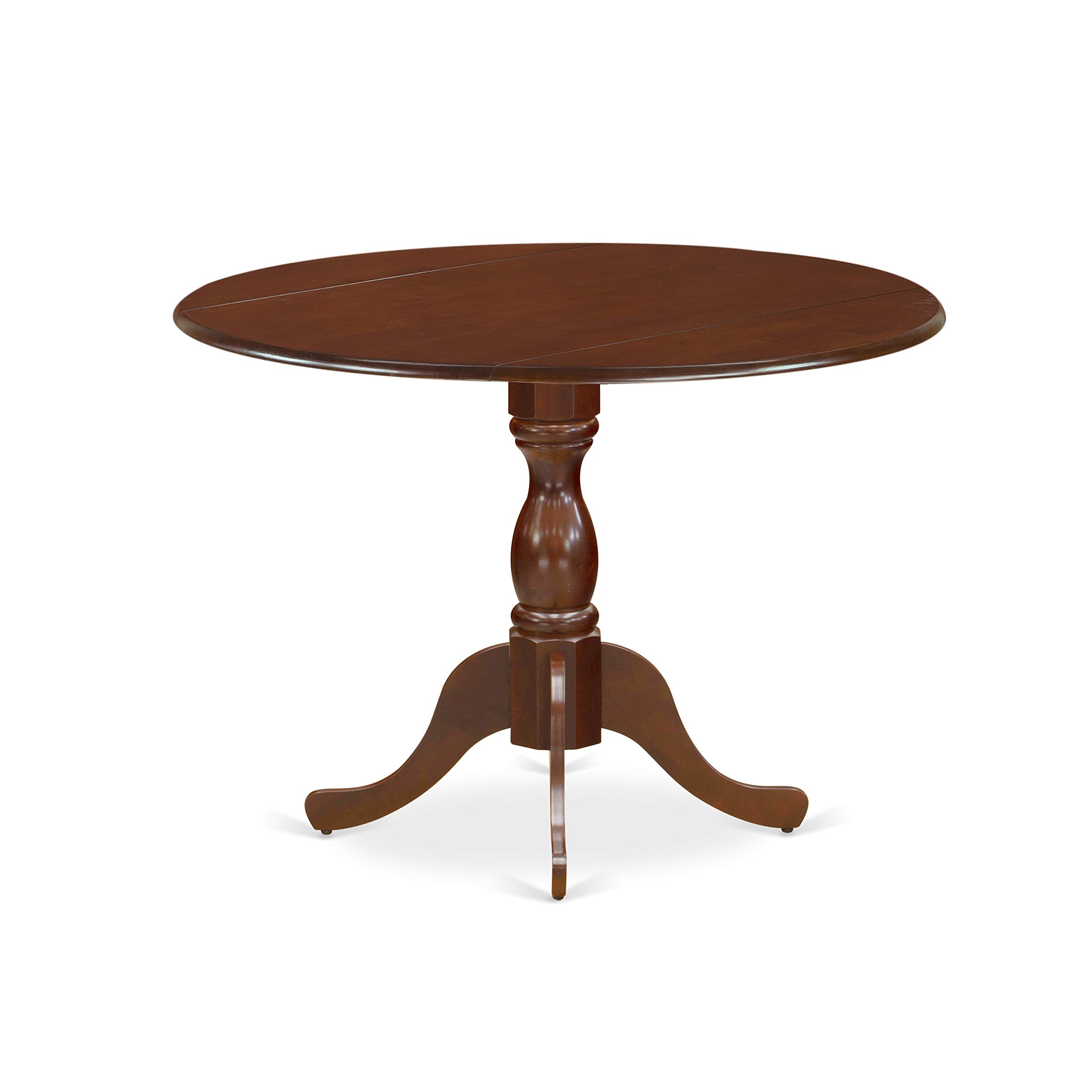 East West Furniture DMDU3-MAH-W 3 Piece Round Dining Table Set with Drop Leaf & 2 Wooden Chairs, 42x42 Inch, Mahogany Finish - Perfect for Small Spaces, Breakfast Nooks & Cozy Dining Areas