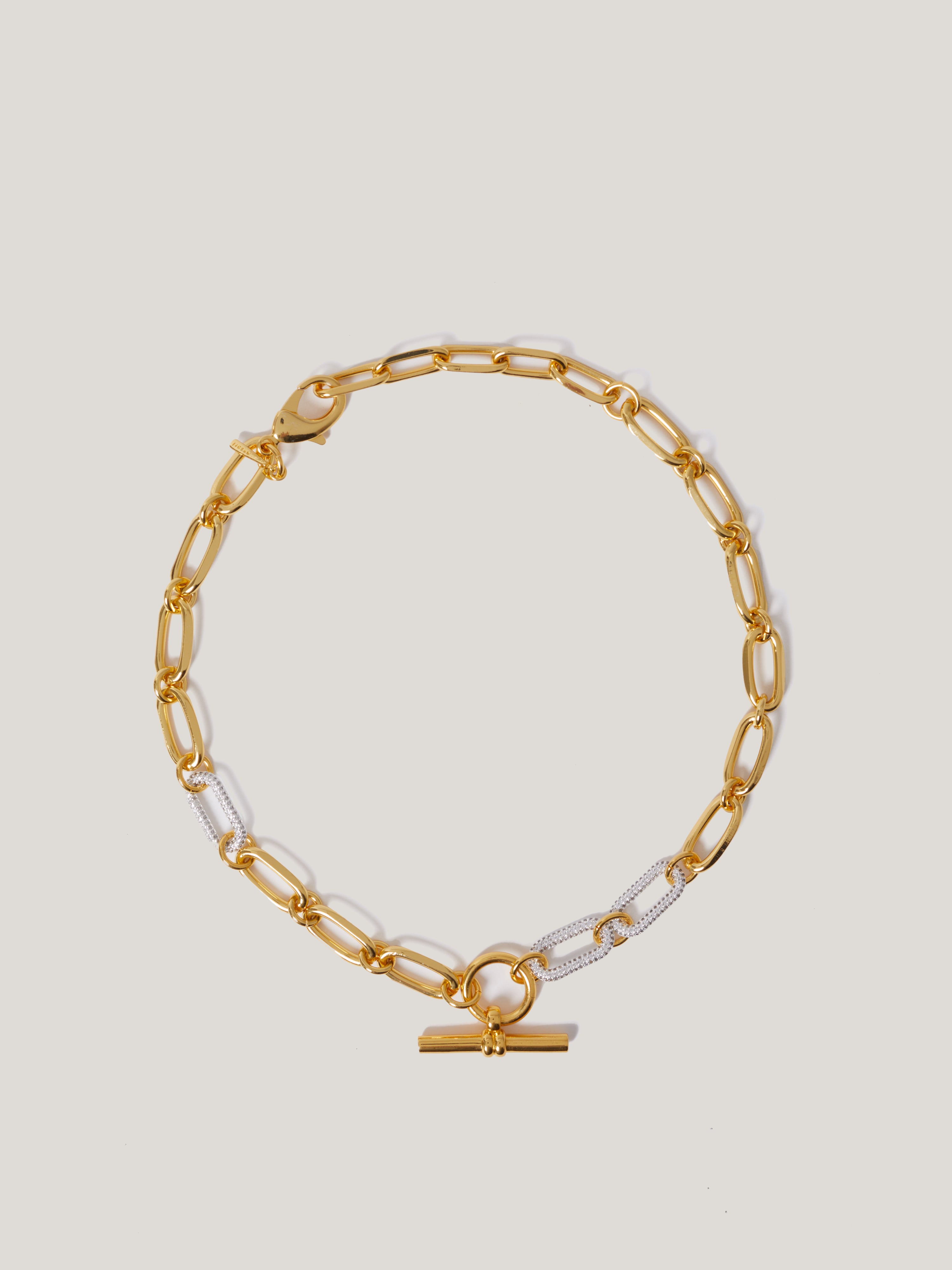 Pave Trombone Chain Necklace in 14K Gold - Elegant Layering Jewelry for Women, Perfect for Everyday Wear & Special Occasions