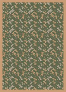 Joy Carpets Kaleidoscope Dragonflies Whimsical Area Rugs - Green Kids Playroom Rug, Non-Slip Nursery Rug for Bedroom & Living Room Decor - Soft & Durable Indoor Floor Mat for Home, Play Areas & Daycare