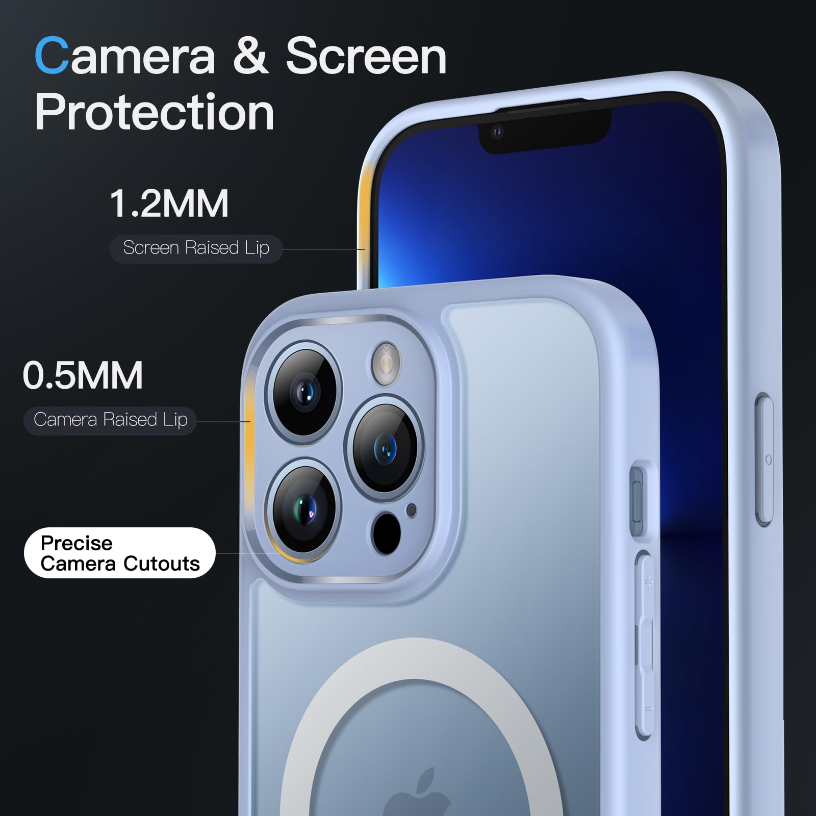 JETech Magnetic Case for iPhone 13 Pro Max 6.7-Inch | MagSafe Compatible | Translucent Matte Back | Full Protection Slim Shockproof Phone Cover (Sky Blue) | Perfect for Everyday Use, Travel & Outdoor Activities