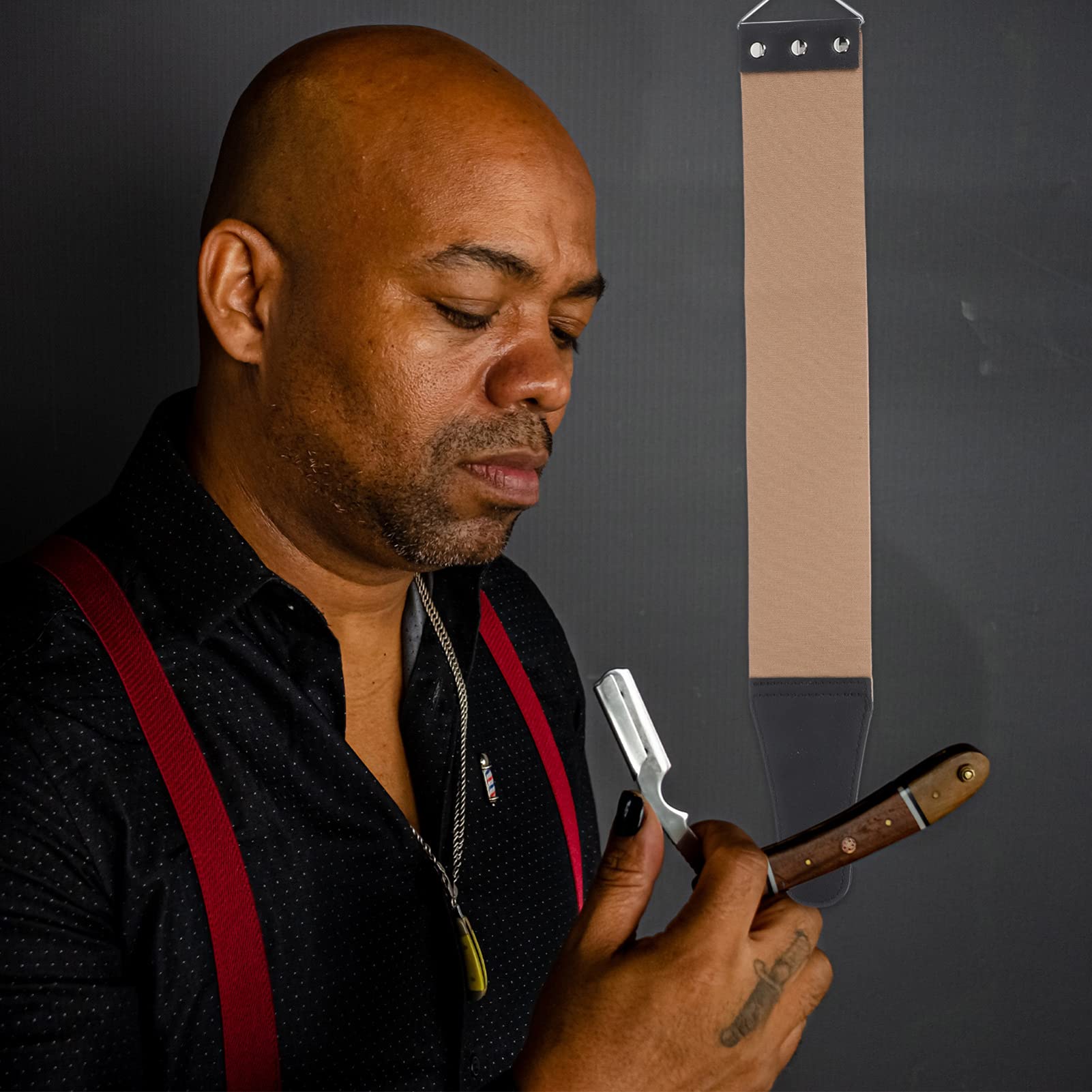 2-Pack Leather Razor Strop - Double-Sided Sharpening Strap for Straight Razors, Knives & Tools - Manual Blade Sharpener for Barber, Kitchen & Outdoor Use