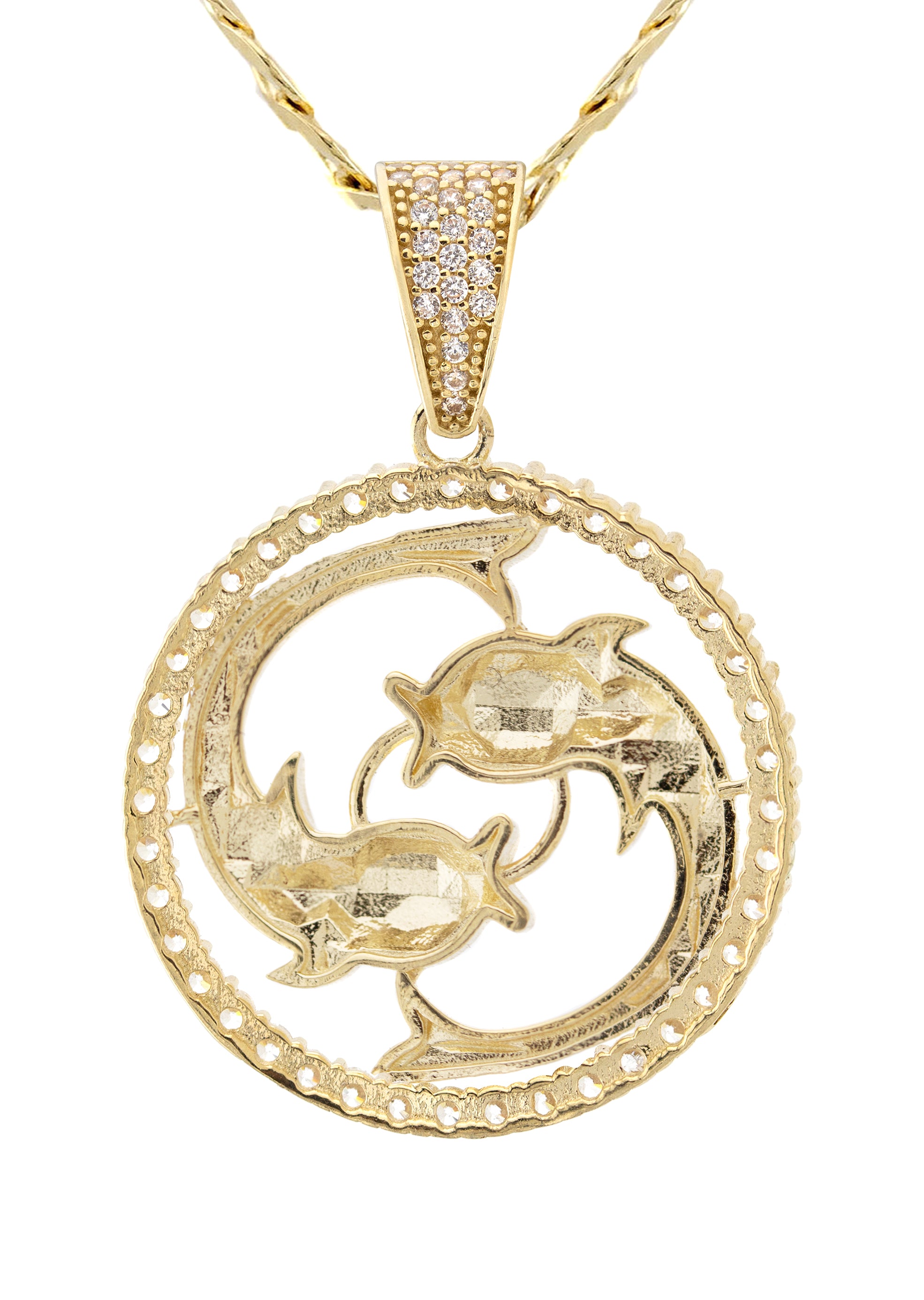 10K Yellow Gold Pisces Zodiac Necklace for Women - 17.9 Grams Fine Jewelry Gift - Perfect for Birthdays, Anniversaries & Spiritual Occasions