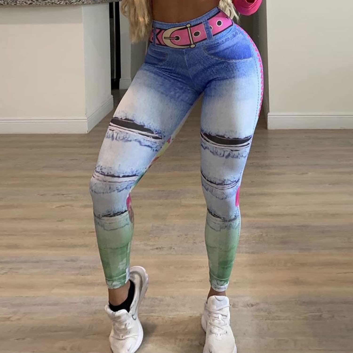 Women's High-Waisted Yoga Leggings - Printed Stretchy Workout Tights for Running, Gym & Fitness | Comfortable Base Layer for Yoga, Pilates & Lounge Wear