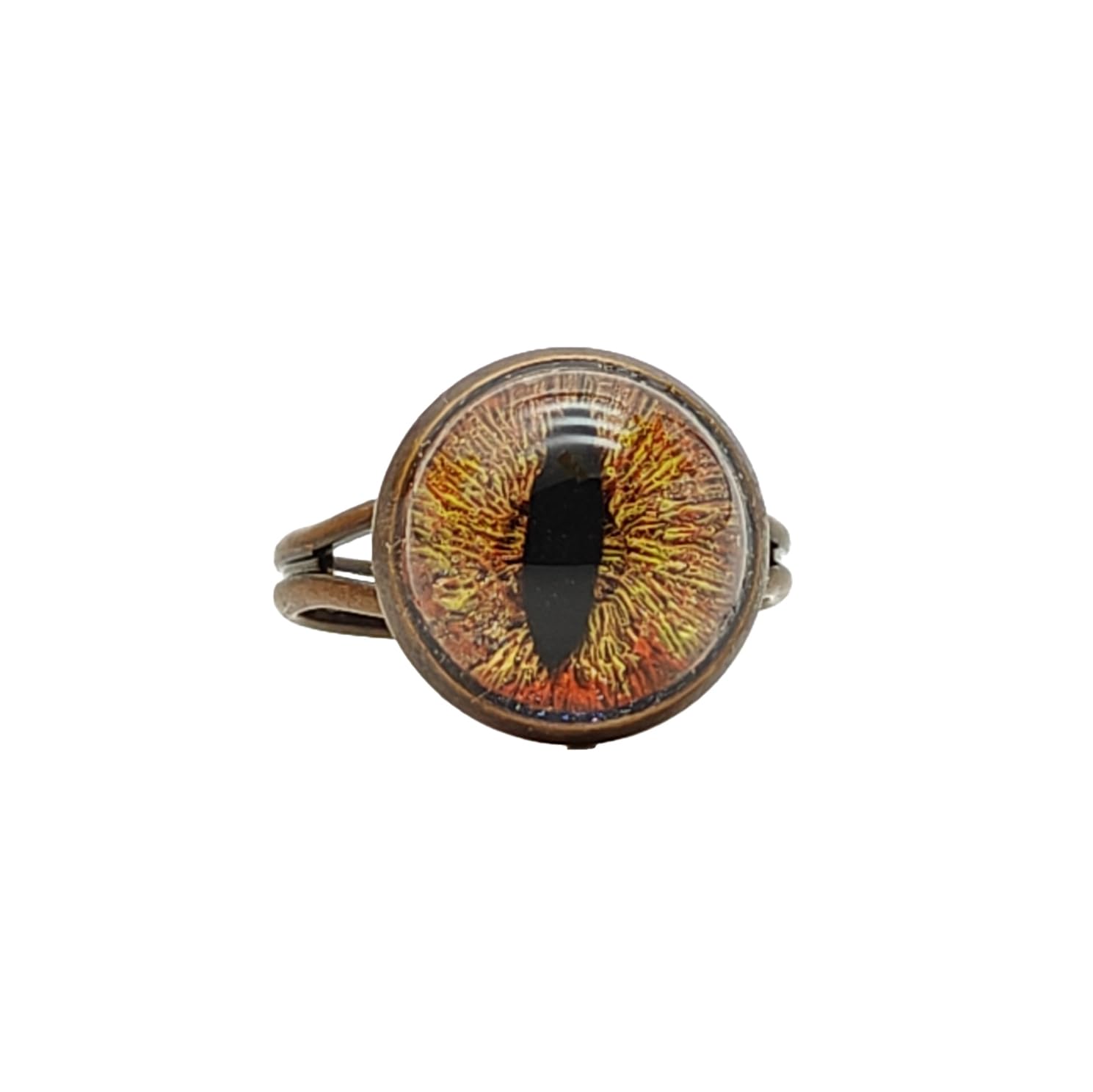 Gothic Dragon Eye Dinosaur Animal Statement Ring - Adjustable Copper Jewelry for Women, Handmade Red Resizable Ring - Perfect for Cosplay, Halloween Costumes & Gothic Fashion Accessories