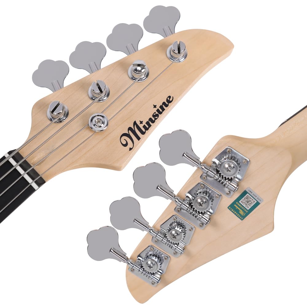4-String Electric Bass Guitar Full Size PB-Style Beginner Kit with Gig Bag, Strap & Cable - Perfect for Beginners, Practice & Live Performances (Black/Red)
