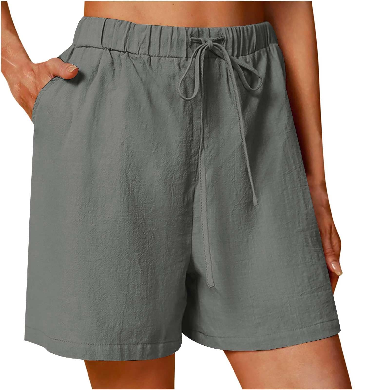 High Waisted Cotton Shorts for Women - Summer Hiking & Lounge Wear