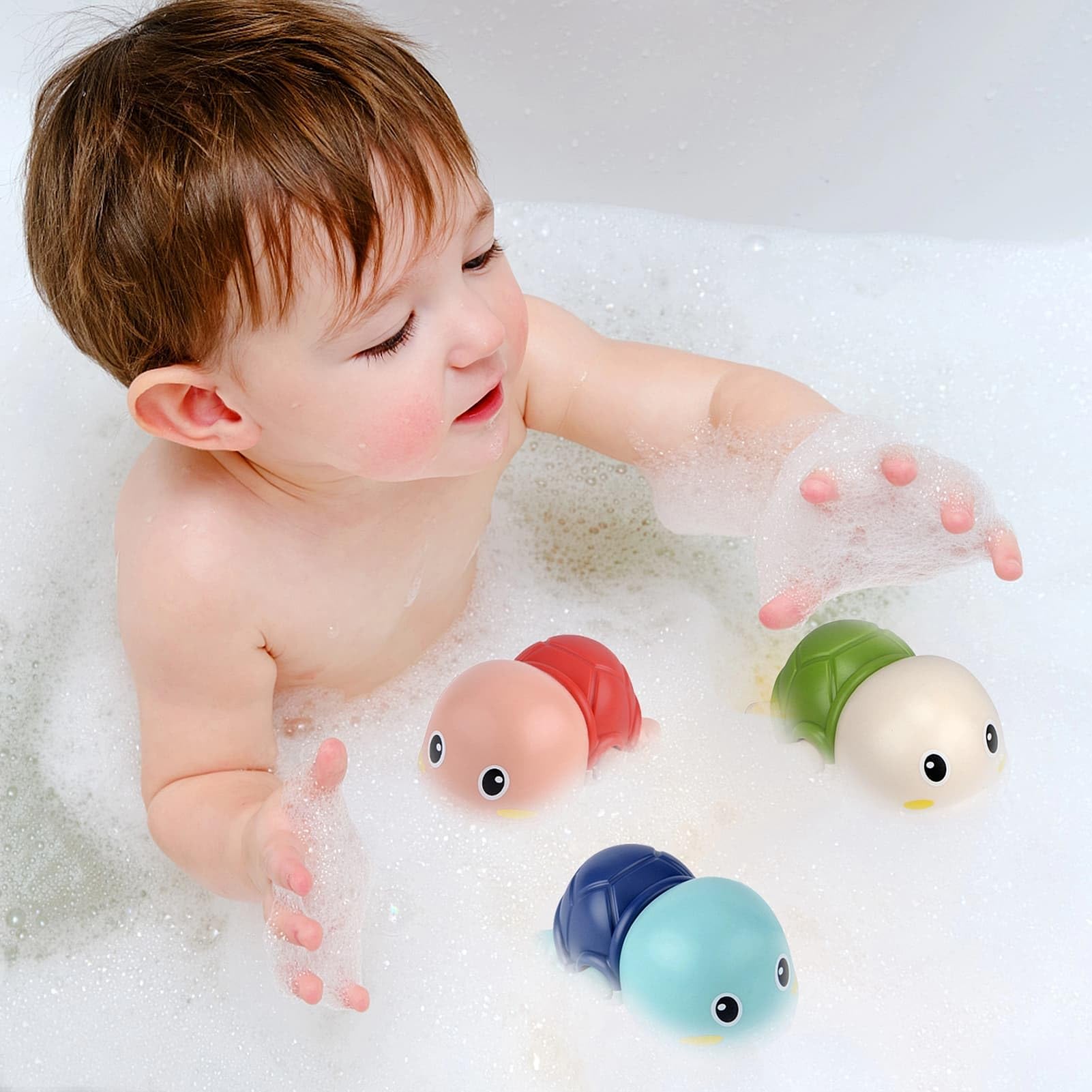 TYJHAFN Wind Up Turtle Bath Toys for Babies 6-12 Months | Safe, Mold-Free Bathtub & Pool Toys for Toddlers 1-4 Years | Fun Baby Shower Gift for Boys & Girls | Perfect for Bathtime, Swimming & Sensory Play