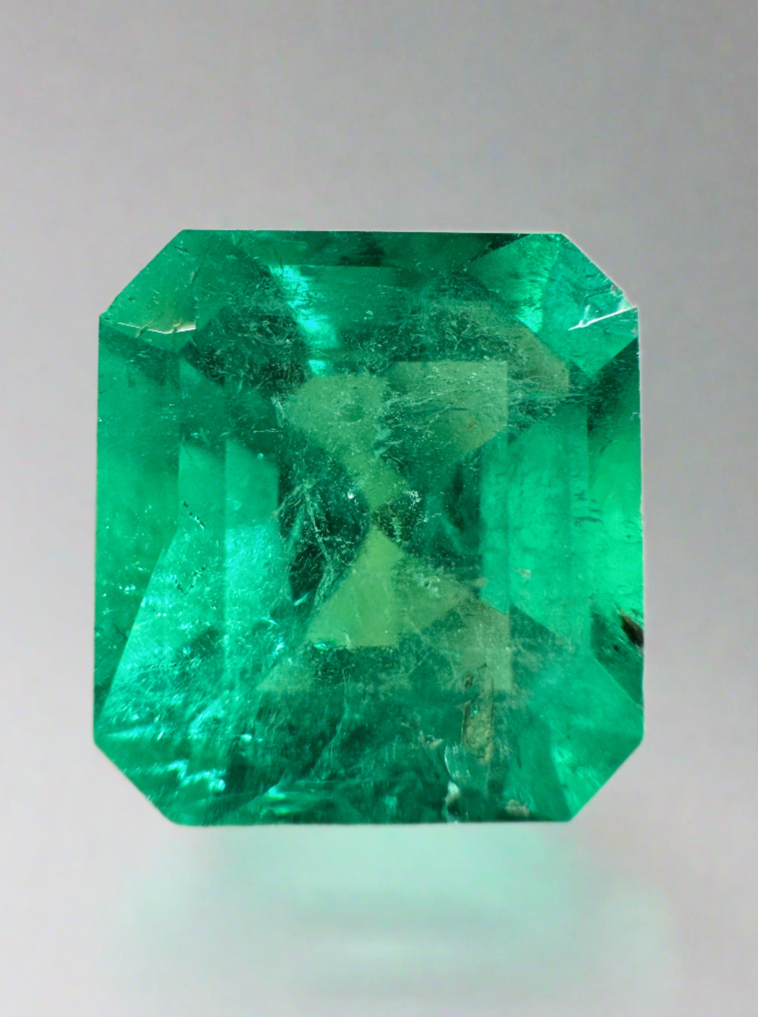 8.10 Carat Natural Colombian Emerald Loose Gemstone - 12.5x11.7mm Vibrant Green Asscher Cut for Jewelry Making & Engagement Rings