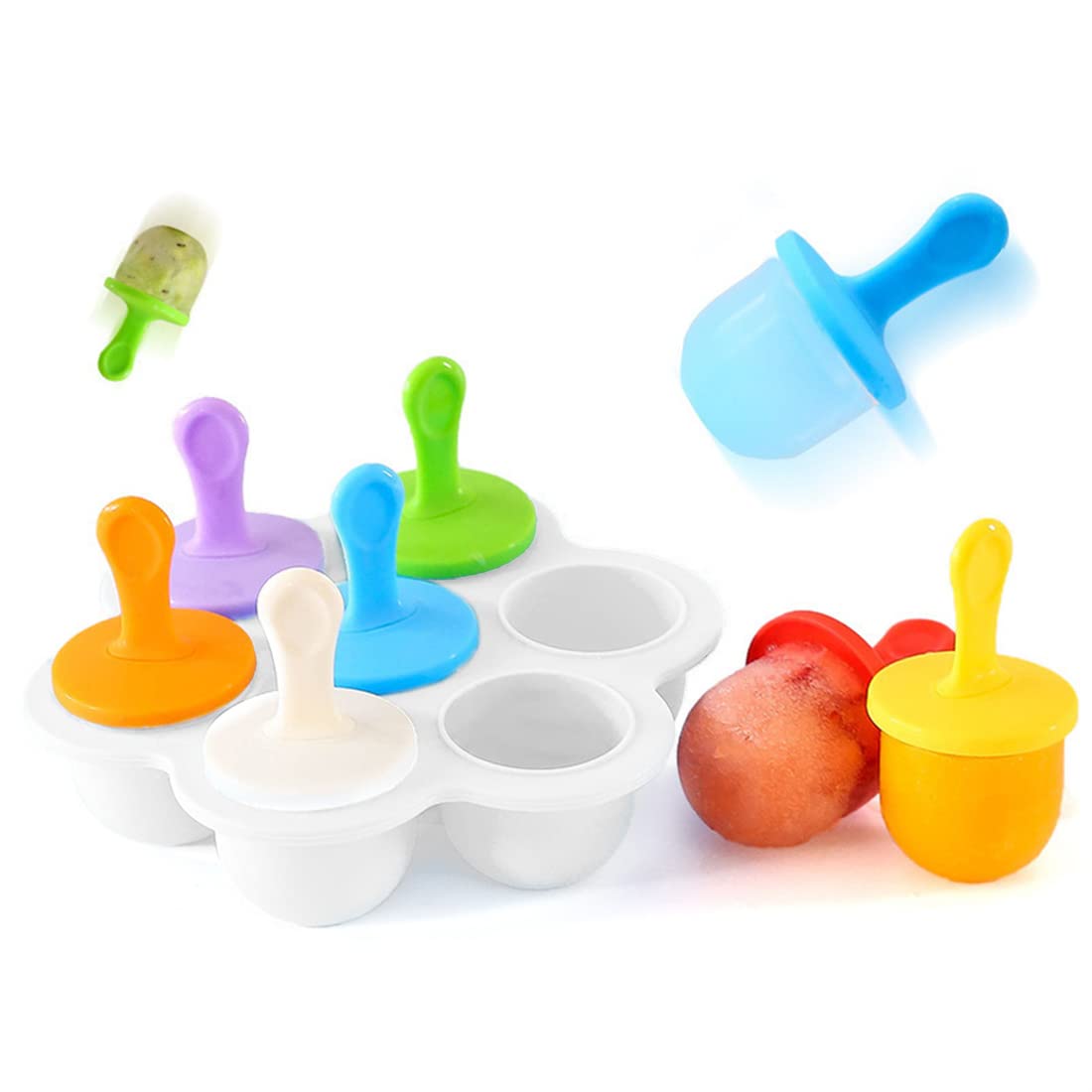 **7-Cavity Silicone Popsicle Molds with Colorful Plastic Sticks - DIY Ice Pop Maker for Homemade Egg Bites, Lollipop Ice & Kids Ice Cream - Perfect for Summer Treats, Party Snacks & Healthy Desserts**