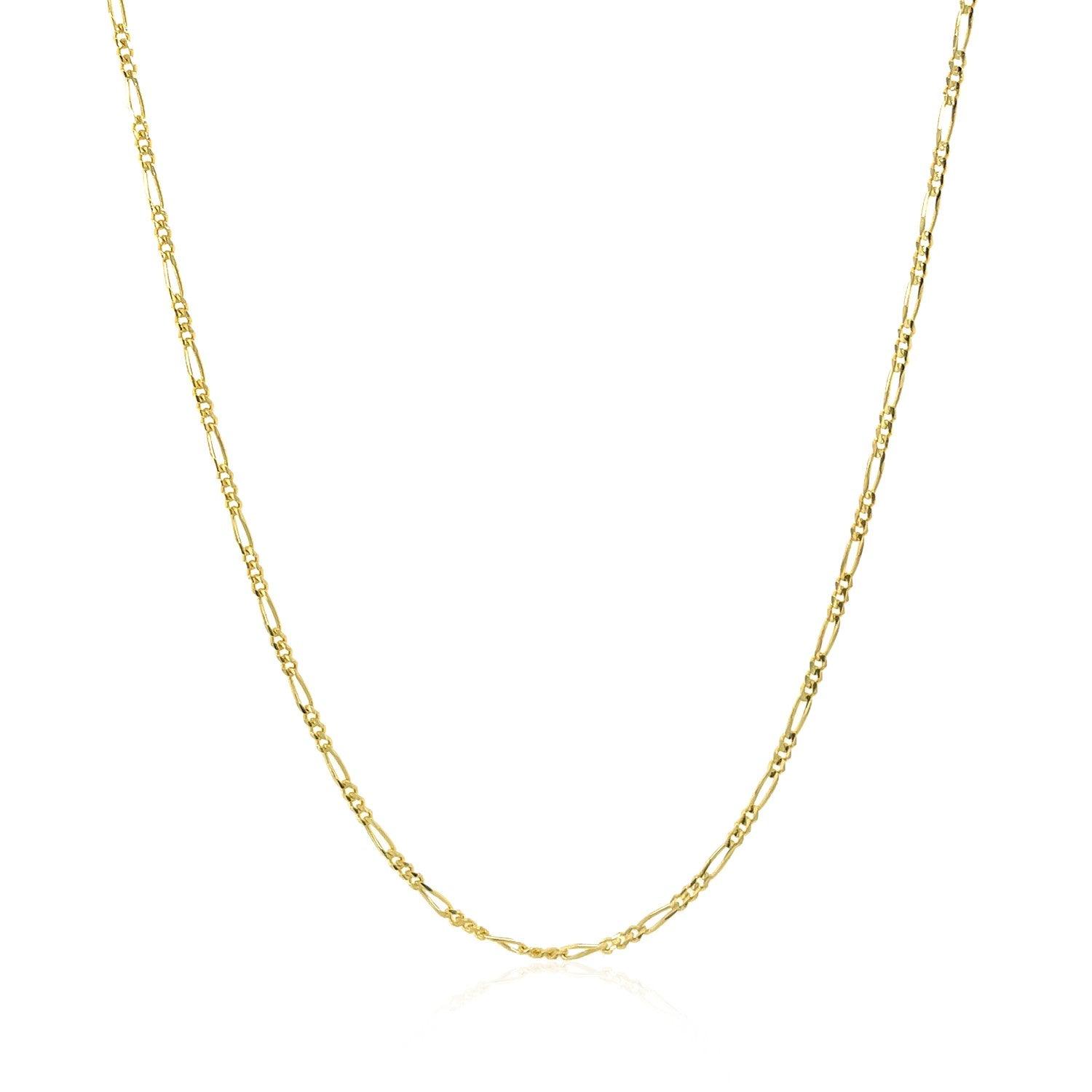 14K Yellow Gold Solid Figaro Chain Necklace - 1.3mm Dainty Link Bracelet for Men & Women - Perfect for Everyday Wear, Gifts & Layering