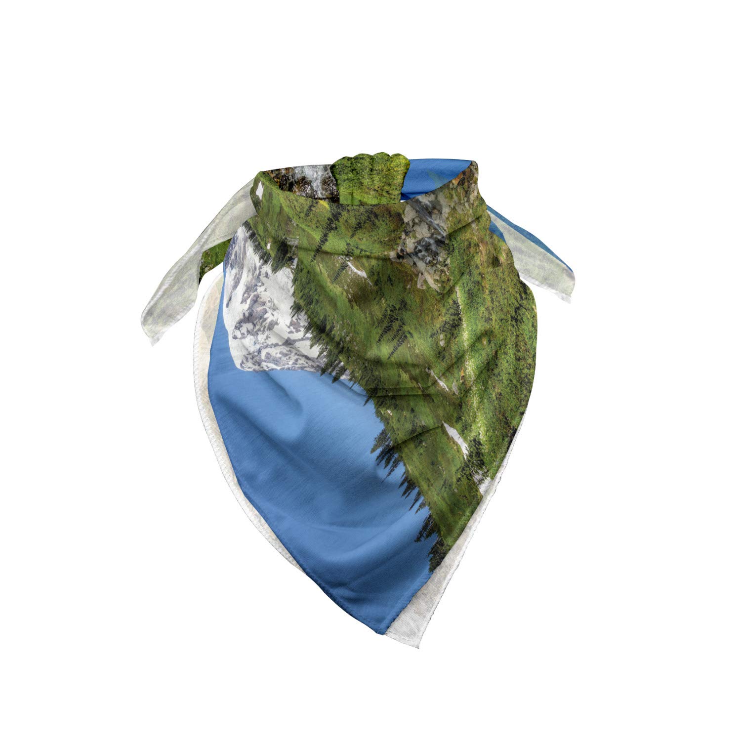 Ambesonne Travel Bandana - Edith Creek Mount Rainier Print - Unisex Head & Neck Scarf for Hiking, Camping & Outdoor Adventures
