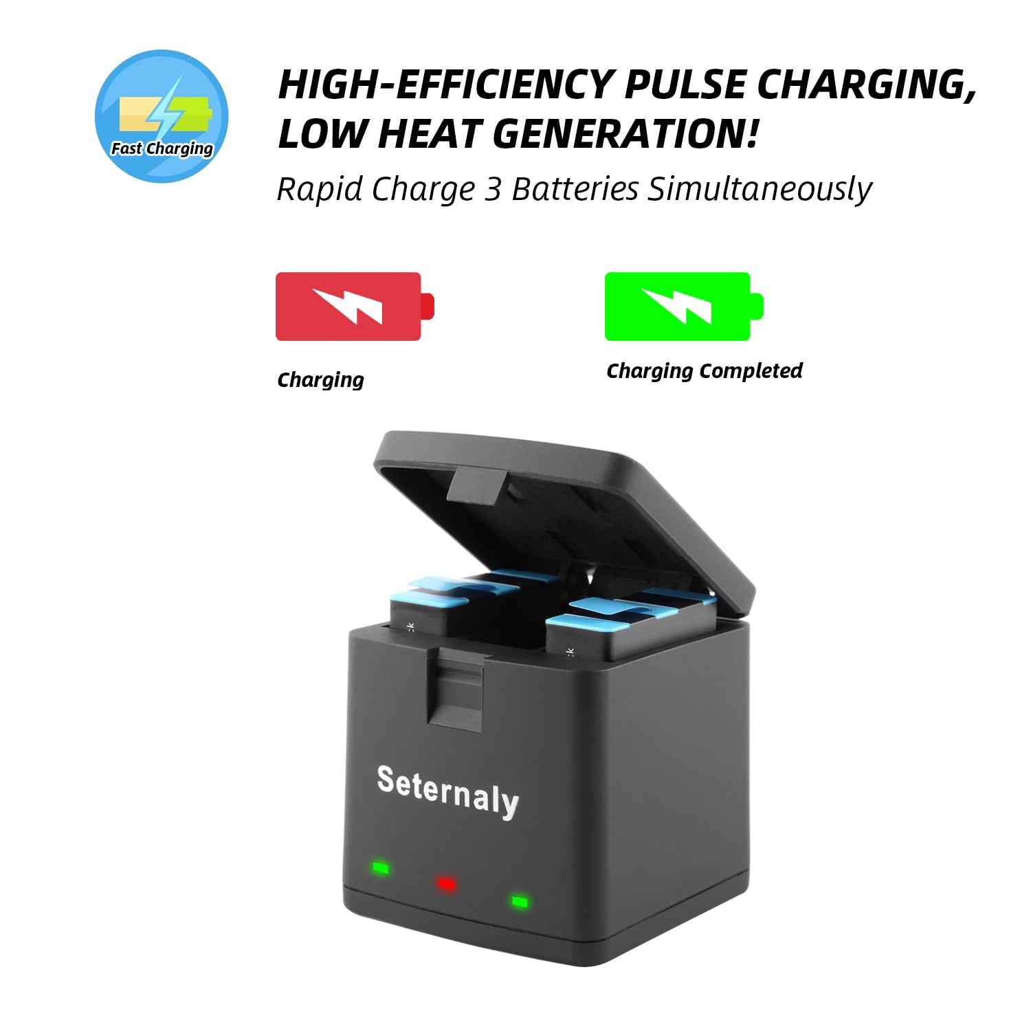 GoPro Hero 13 Black Replacement Battery (2-Pack 2100mAh) with 3-Port USB Charger - Compatible with Hero 13/12/11 - Perfect for Travel, Vlogging & Outdoor Adventures