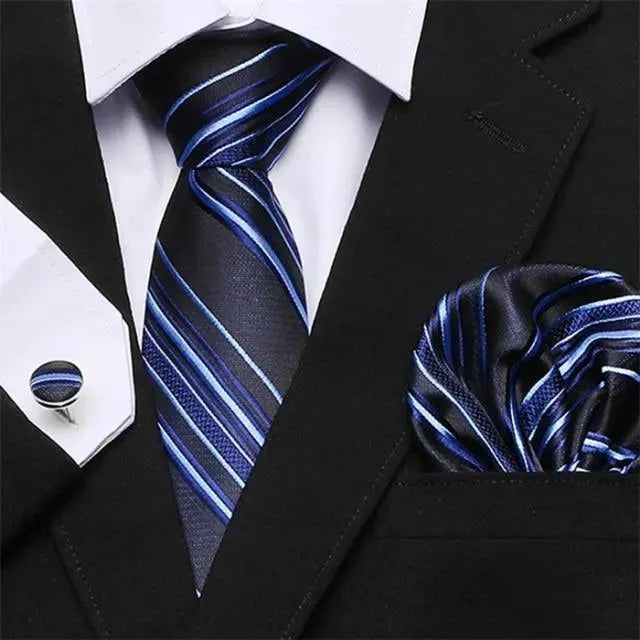 Premium Jacquard Woven Silk Necktie Set for Men - Elegant Formal & Business Attire - Perfect for Weddings, Office & Special Occasions