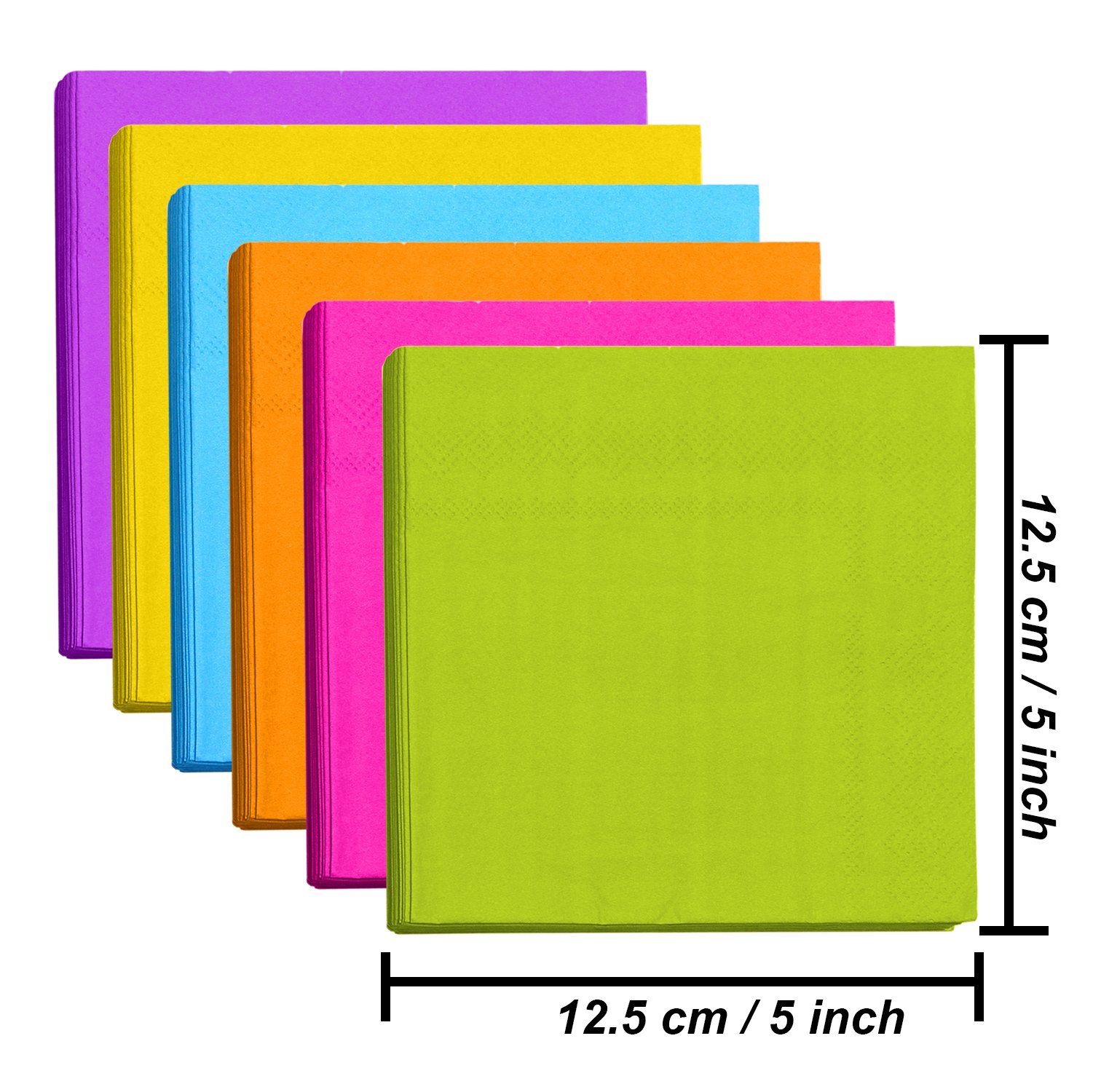 Resinta 120-Pack Neon Cocktail Napkins - 2-Ply Beverage & Luncheon Paper Napkins for Parties (6 Vibrant Colors) - Perfect for Cocktail Hours, Wedding Receptions & Birthday Celebrations