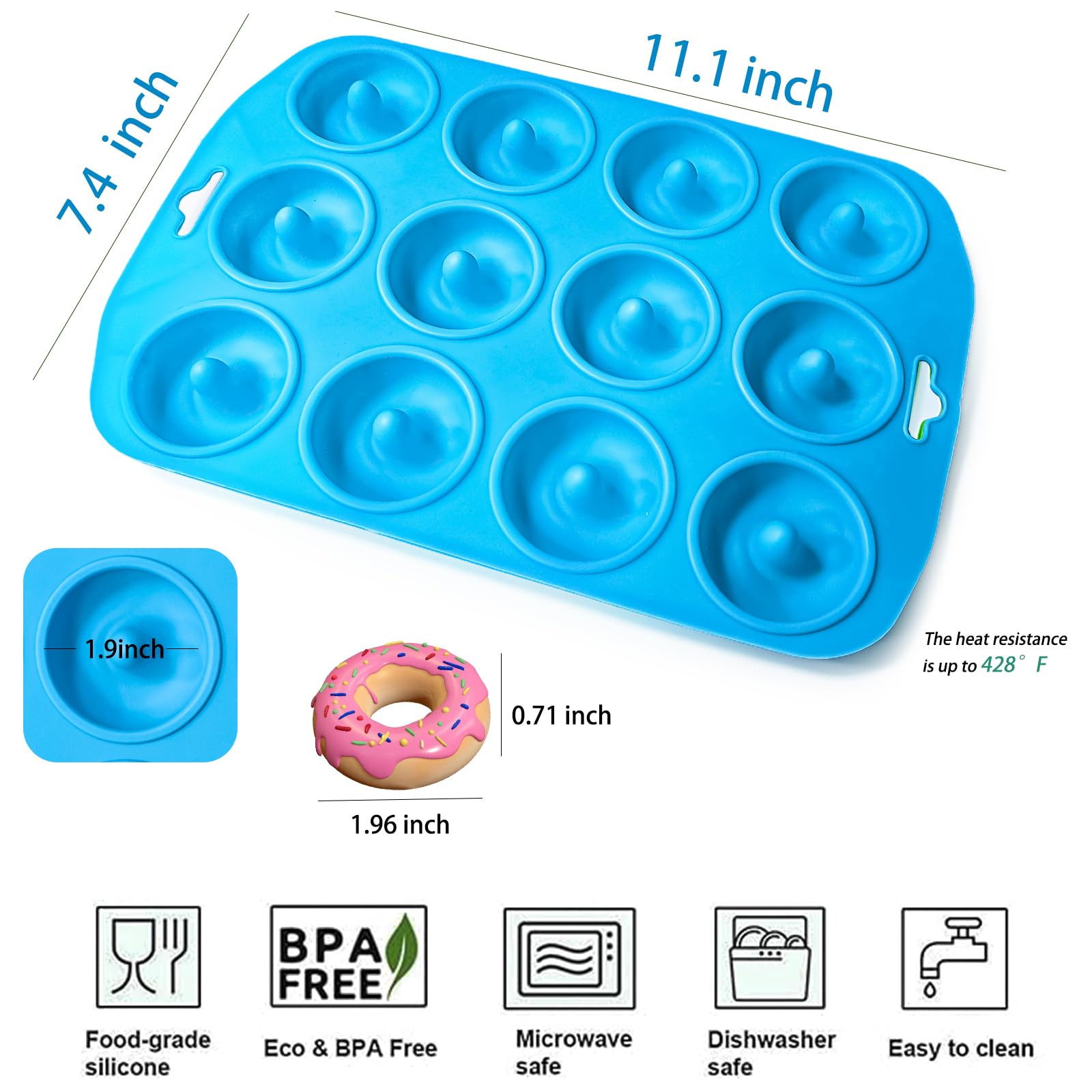 Non-Stick Silicone Donut Pan - Bite Size Mini Donut Molds for Baking, Heat Resistant & Easy Clean - Perfect for Homemade Donuts, Cupcakes & Party Treats - Ideal for Birthday Parties, Brunch & Family Baking Fun