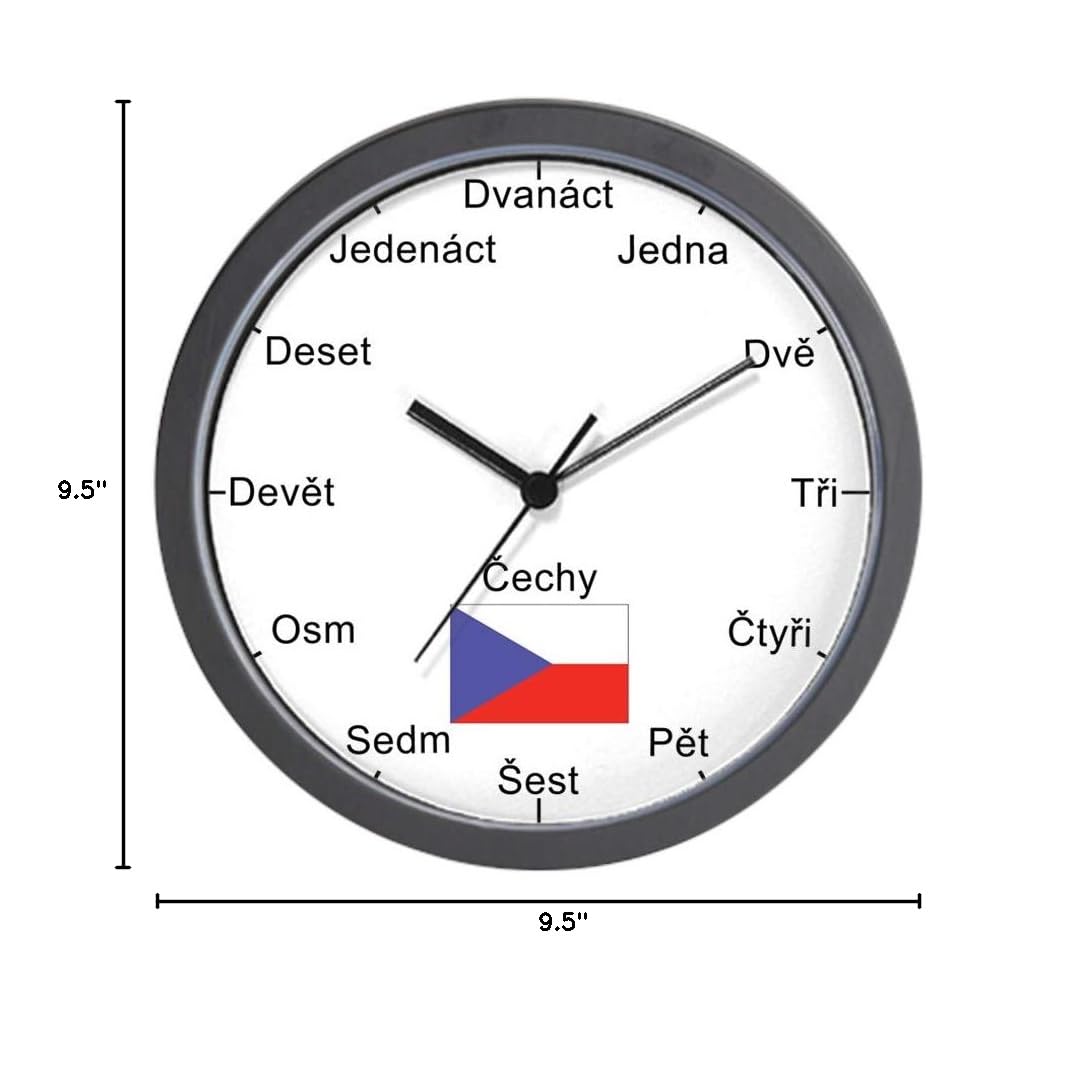 Czech Language 10-Inch Wall Clock - Perfect for Living Room, Kitchen, or Office Decor | Unique Gift Idea for Language Lovers & Home Décor Enthusiasts