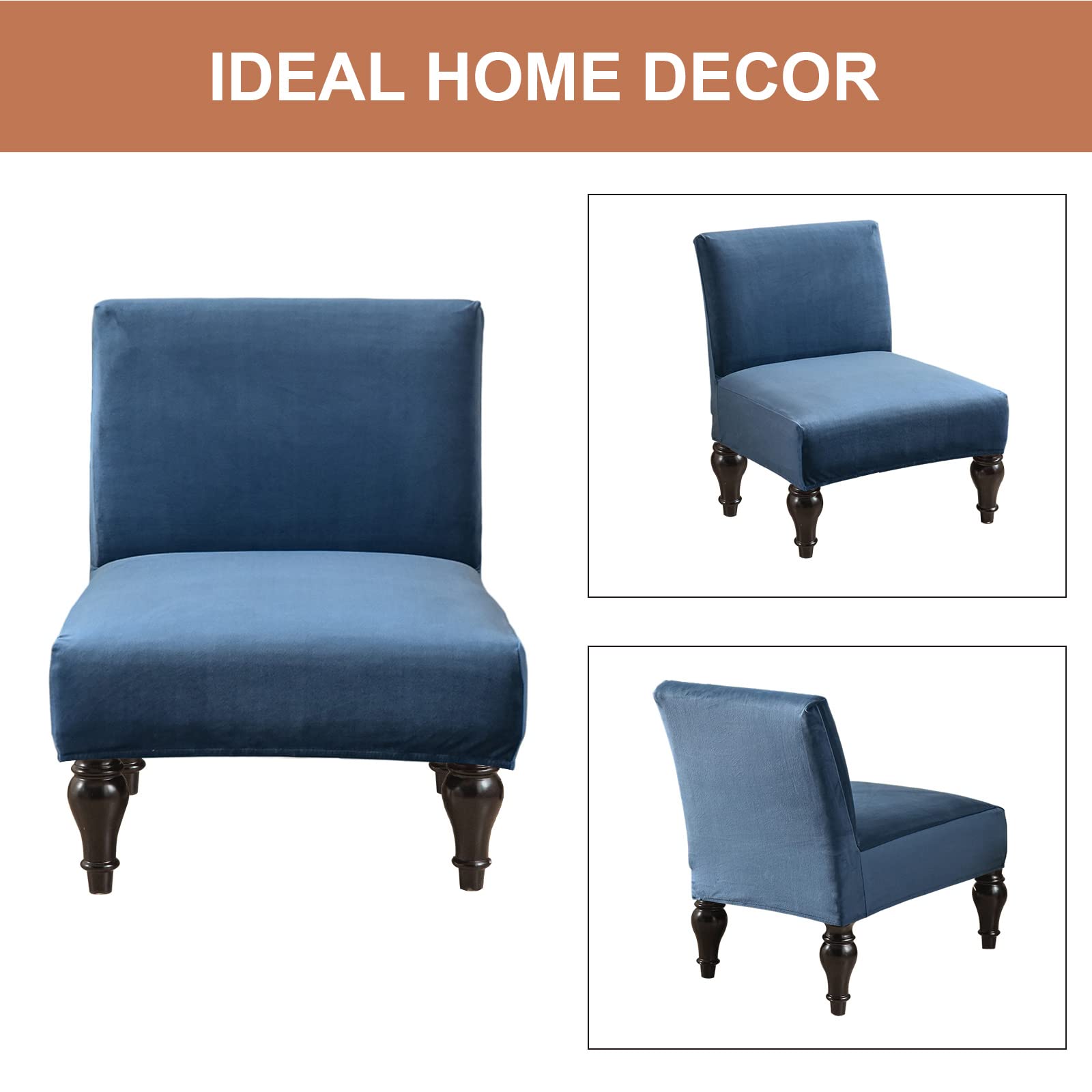 Eco-Friendly Removable Washable Armless Chair Slipcover - Printed Accent Furniture Protector for Living Room, Dining Room & Hotel Use | Perfect for Home Decor, Guest Seating and Commercial Spaces