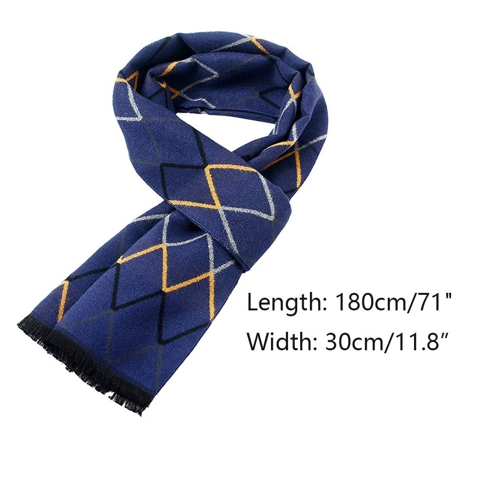 Premium Men's Winter Scarf - Soft Warm Cashmere Feel Long Neck Warmer for Him, Fashionable & Cozy - Perfect Gift for Boyfriend, Husband - Great for Outdoor Activities, Skiing, Snowboarding (Blue)