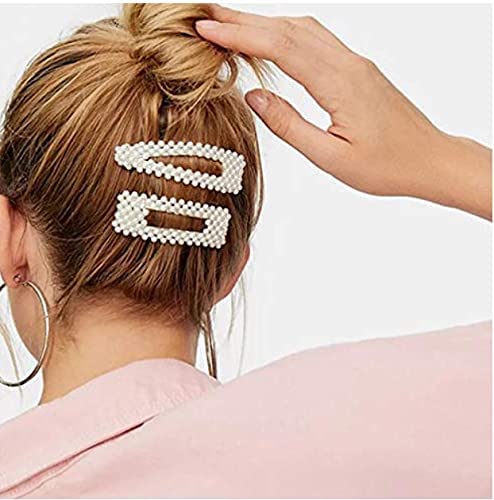 Unicorn Hair Clips Set for Girls & Women - 6+1 Metal Barrettes with Pearl Accents (White) - Cute Hair Accessories for School, Parties & Everyday Style