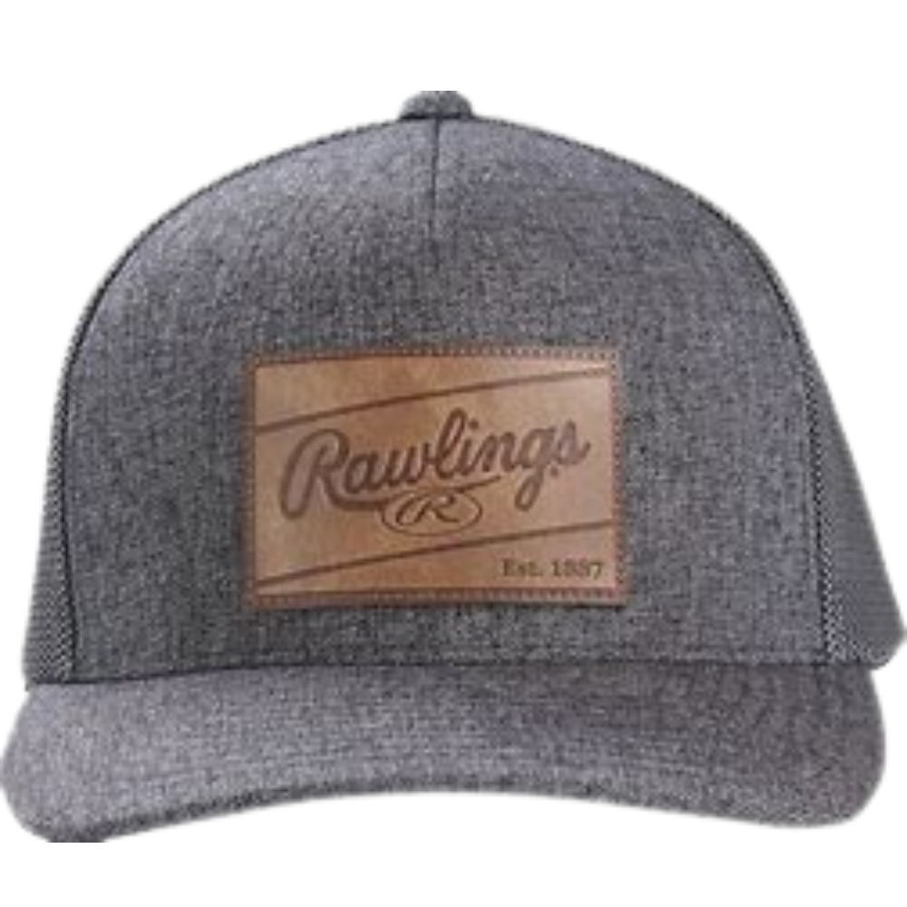 RAWLINGS LEATHER PATCH FLEXFIT TECH 110 HAT - Adjustable Baseball Cap with Premium Leather Emblem for Men & Women | Perfect for Baseball Games, Outdoor Sports & Casual Wear