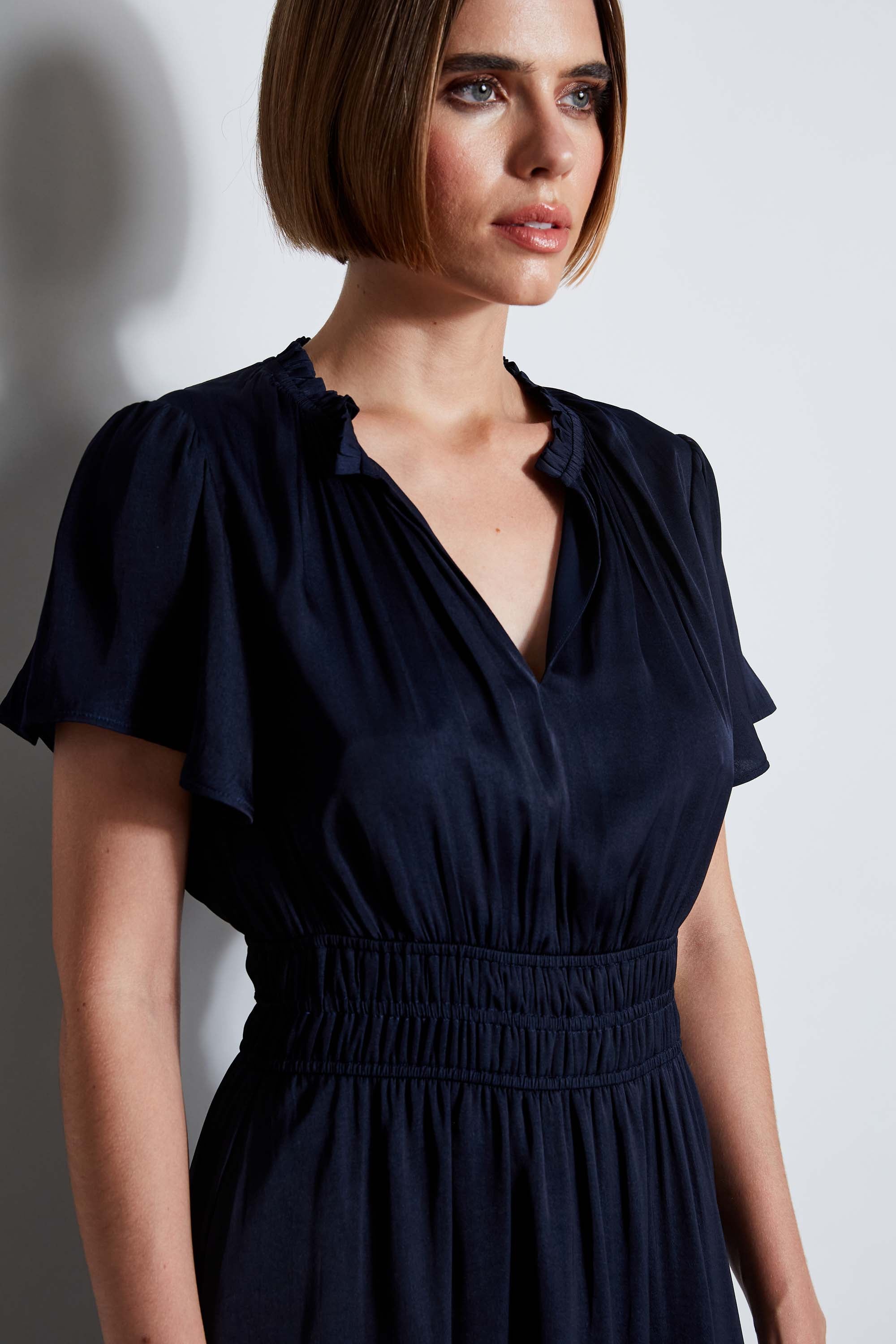 Tahari Women's Flutter Sleeve Midi Dress - Elegant Flowy Summer Dress for Casual Wear, Office, Parties & Special Occasions