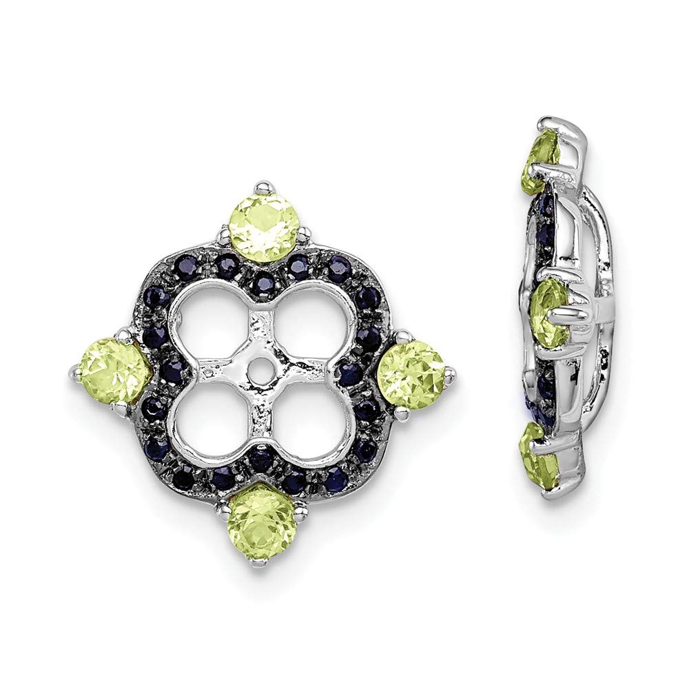 FB Jewels Sterling Silver Rhodium Plated White Topaz & Black Sapphire Earring Jackets - Elegant Dangle Earrings for Women, Perfect for Weddings, Parties & Evening Events