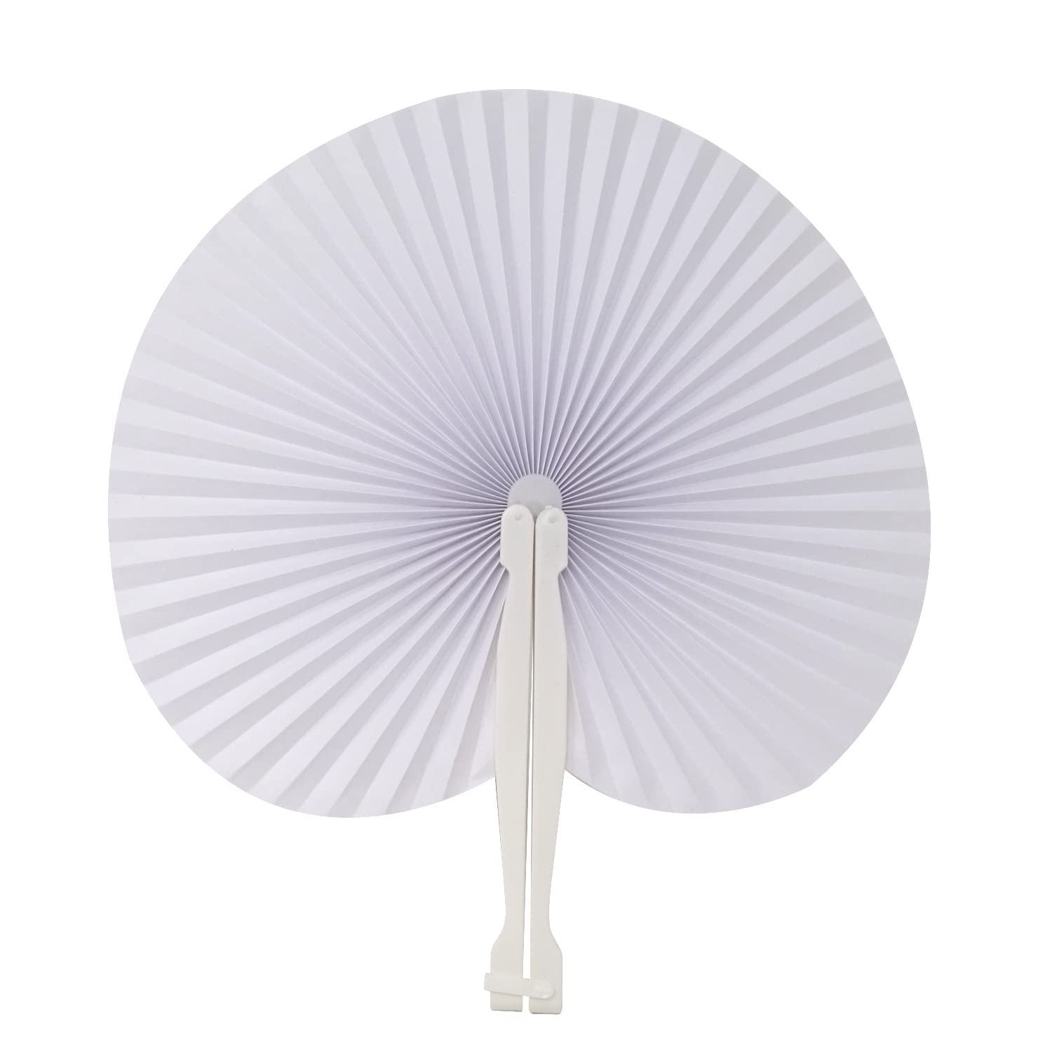 12PCS White Folding Handheld Paper Fans - Round Accordion Style for Birthday, Wedding & Party Favors | Perfect for Summer Events, Bridal Showers & Outdoor Ceremonies