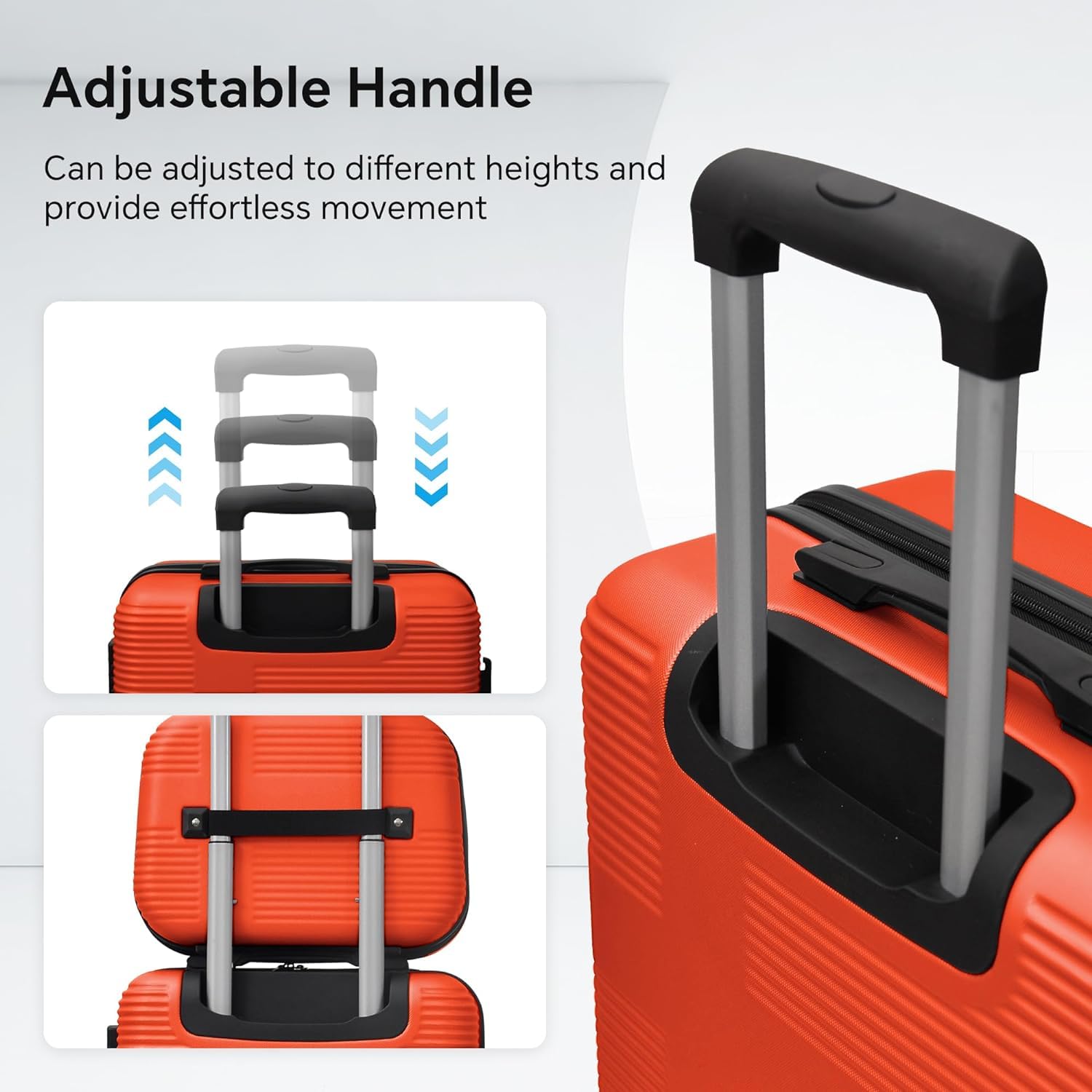 TSA Lock Hardshell Luggage Set with 360° Spinner Wheels - Lightweight Rolling Suitcase Carry On for Women & Men (4-Piece Orange) - Perfect for Air Travel, Business Trips & Family Vacations