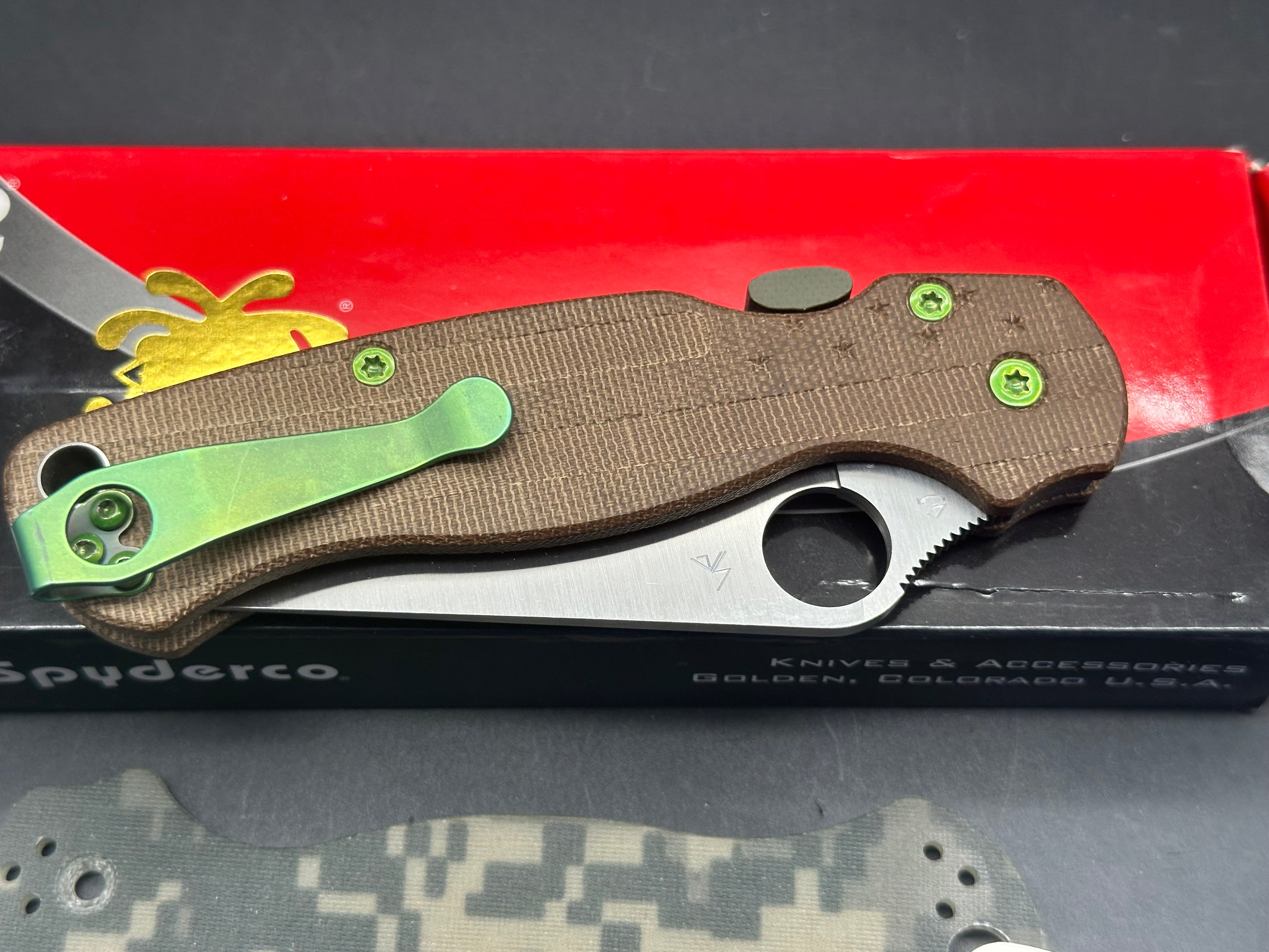 Spyderco Paramilitary 2 Folding Knife with Premium Micarta Handle & S30V Steel Blade - EDC, Outdoor Survival, Camping, Hunting Gear