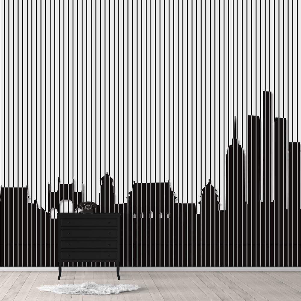 Abstract Black and White Building Wall Mural - Peel and Stick Removable Wallpaper for Bedroom Decor (66x96 inches) - Modern Home Art, Living Room & Office Wall Stickers
