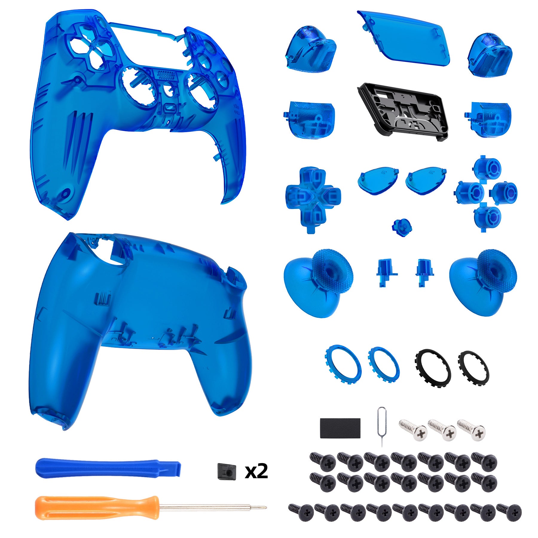 eXtremeRate LUNA Redesigned Replacement Shell & Buttons Kit for PS5 Controller (BDM-030/040/050) - Clear Blue | DIY Customization | Gaming Accessories | Perfect for PS5 Controller Repair & Personalization