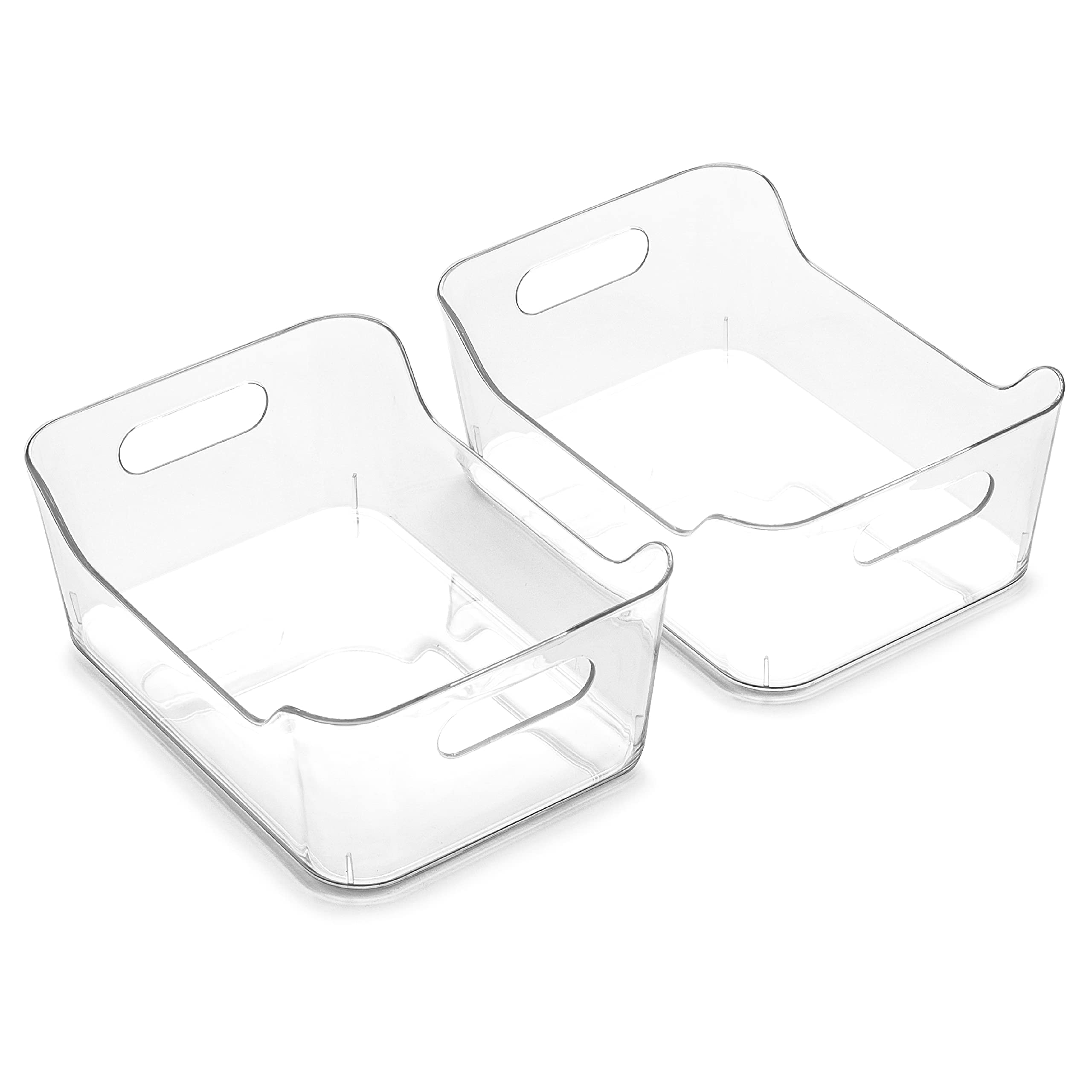 BINO Clear Plastic Storage Bins - 2 Pack X-Small | Pantry, Fridge, Kitchen & Medicine Cabinet Organizer | Stackable Storage Containers for Home & Office Organization