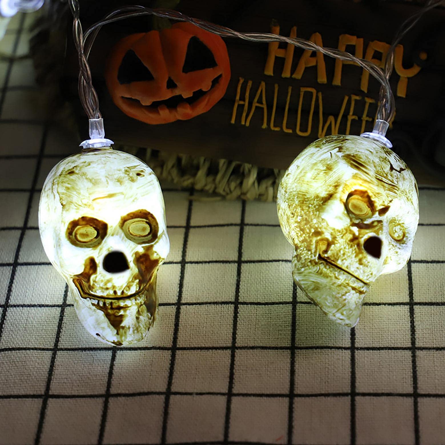 Halloween Skeleton LED String Lights - Battery Powered for Party Indoor Outdoor