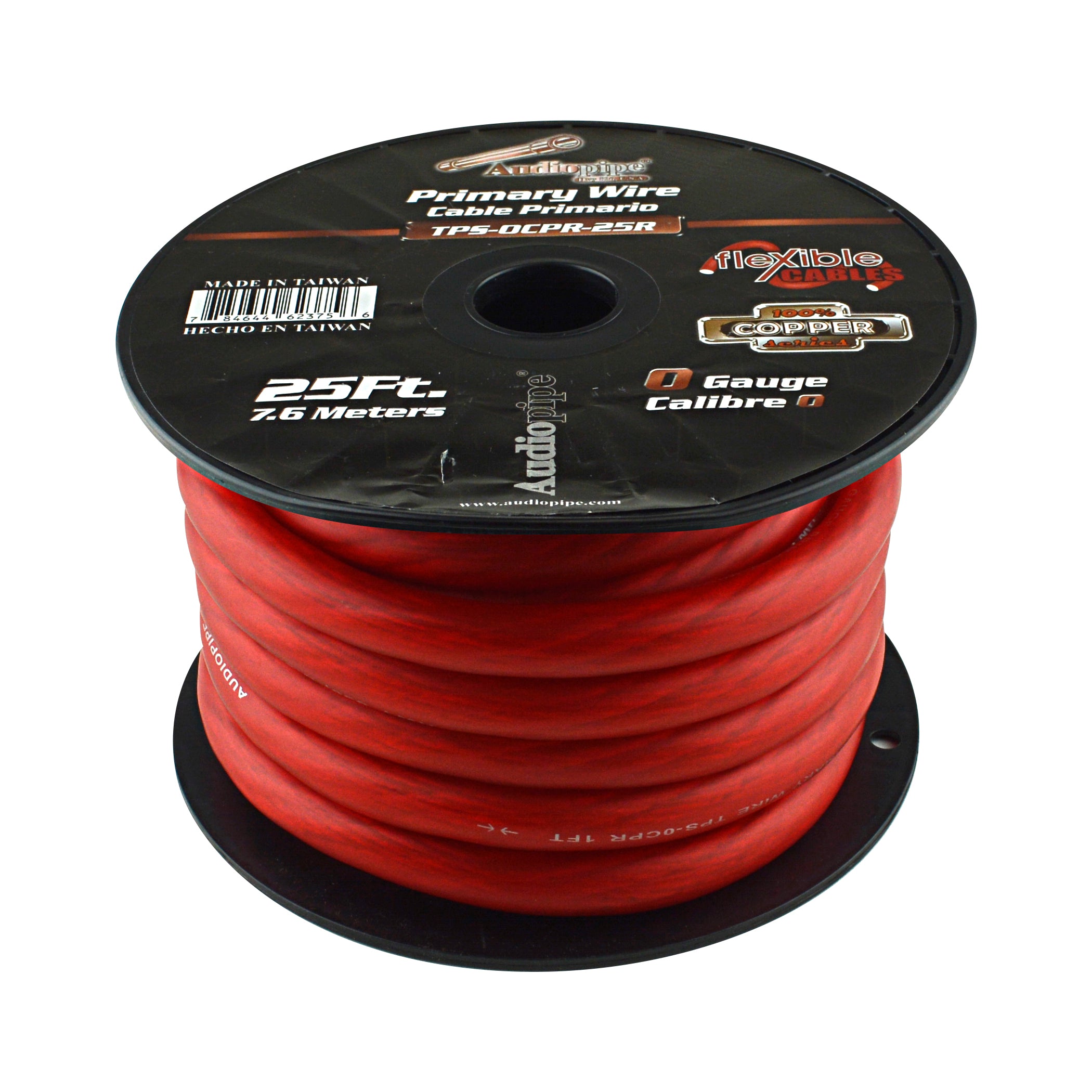 0 Gauge 25ft 100% Pure Copper Flexible Primary Wire - TPS 0CPR 25R (Red) - Ideal for Automotive, Marine, and RV Electrical Systems