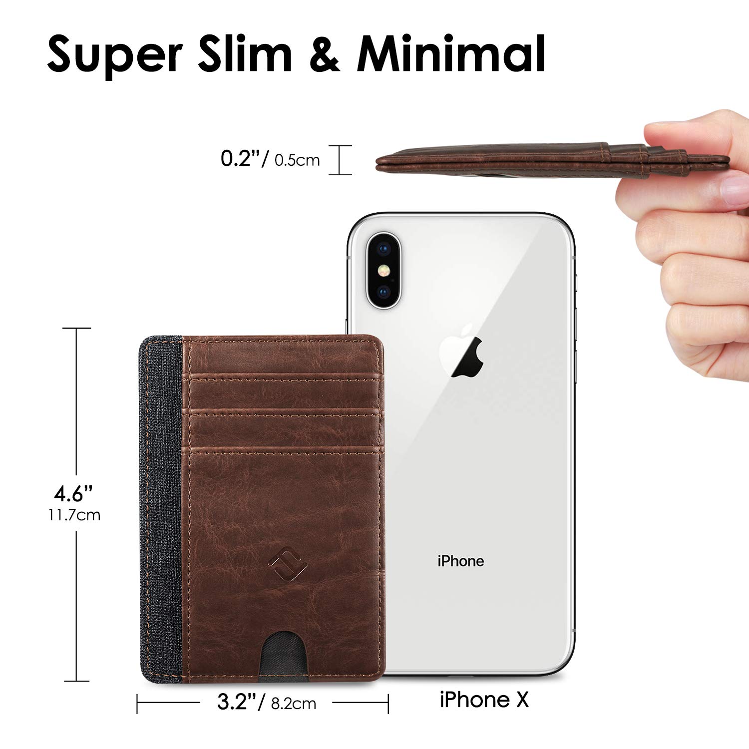 Fintie Slim Minimalist RFID Blocking Front Pocket Wallet - Credit Card Holder with ID Window for Men & Women (Brown) | Perfect for Travel, Business & Everyday Use