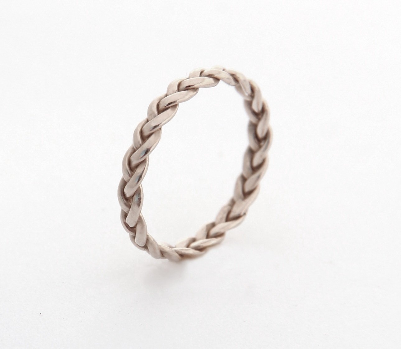 Handmade White Gold Wedding Band for Women - Stackable Braided Gold Vermeil Ring - Perfect for Bridal Jewelry, Anniversary Gifts & Everyday Elegance
