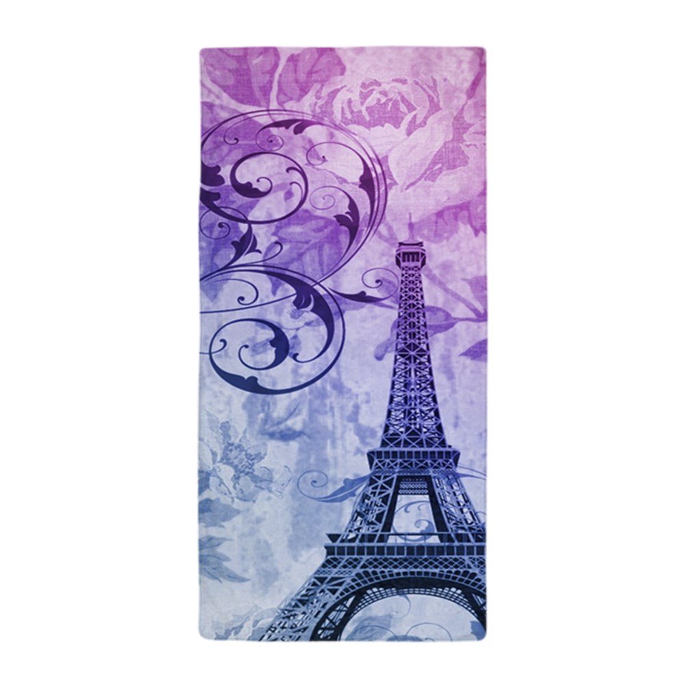Soft Purple Floral Paris Eiffel Tower Art Large Beach Towel - Unique Design for Pool, Beach & Travel | Quick-Dry & Ultra Absorbent